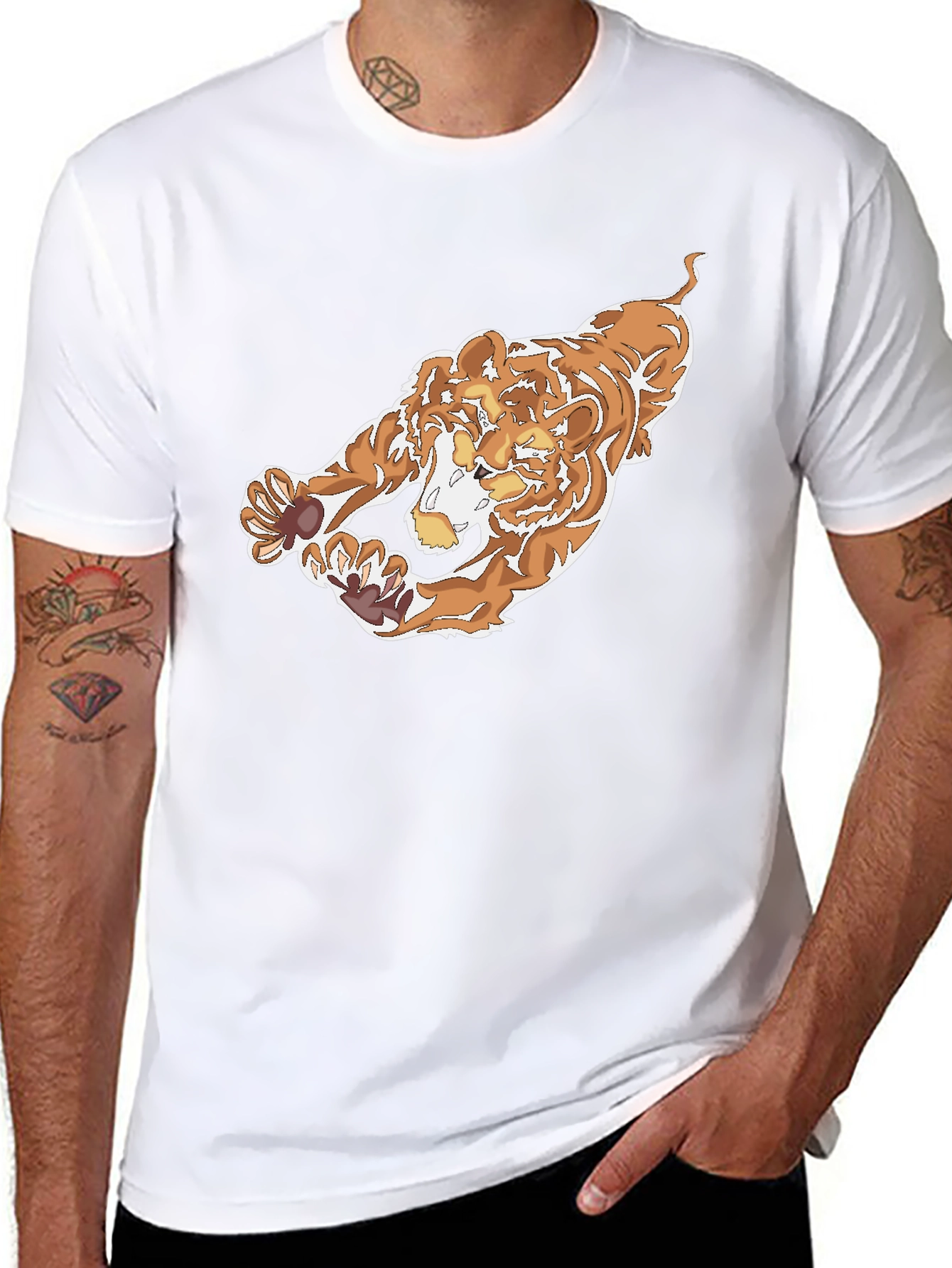 Black T-Shirt with Bold Tiger Graphic