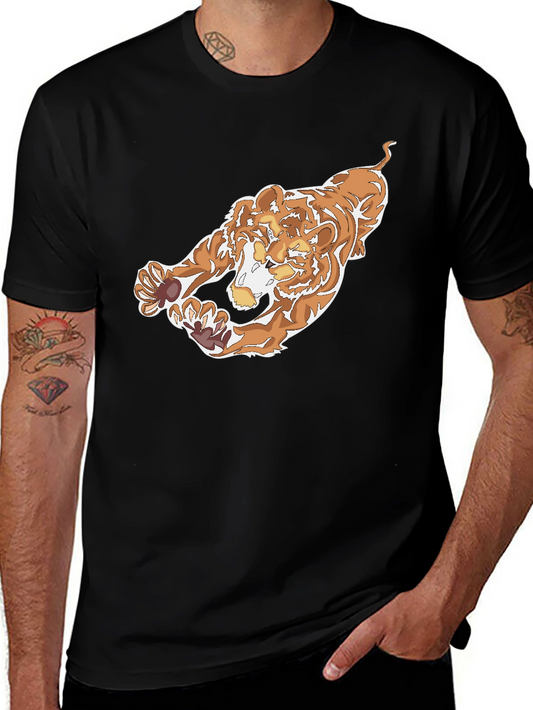 Black T-Shirt with Bold Tiger Graphic
