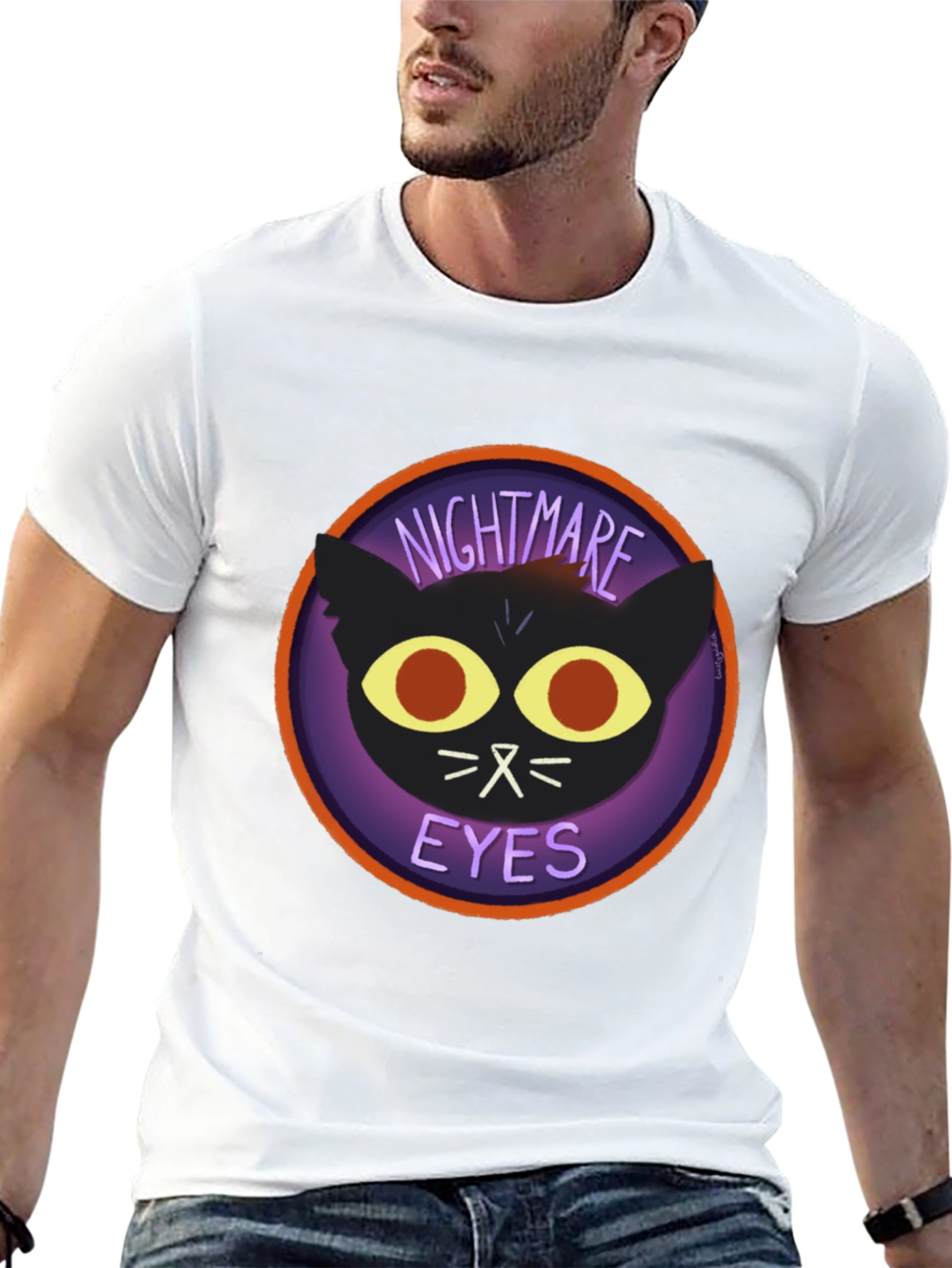 Nightmare Eyes Graphic T-Shirt - Black Cat Tee