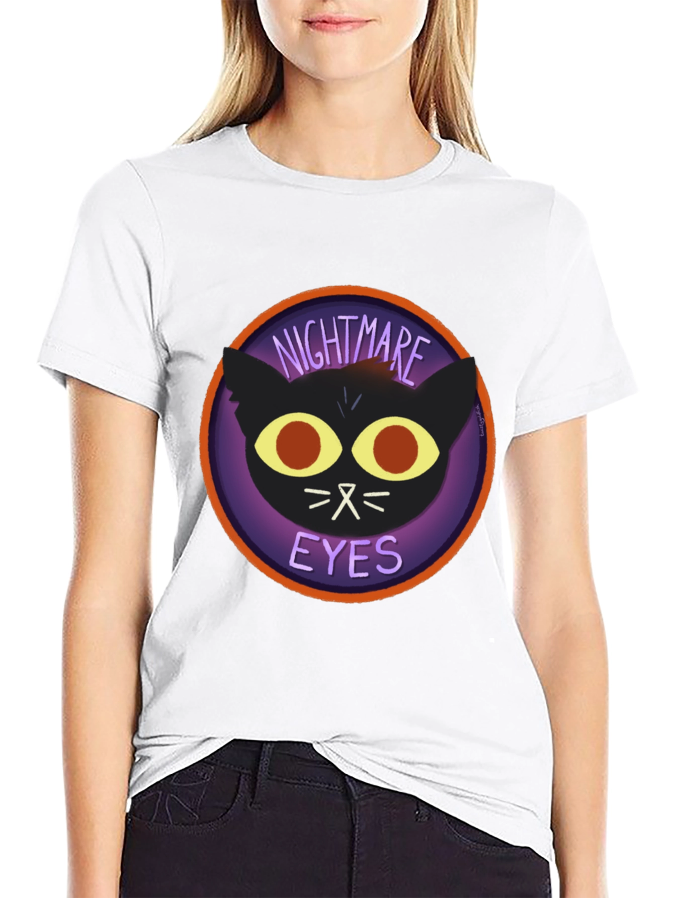 Nightmare Eyes Graphic T-Shirt - Black Cat Tee