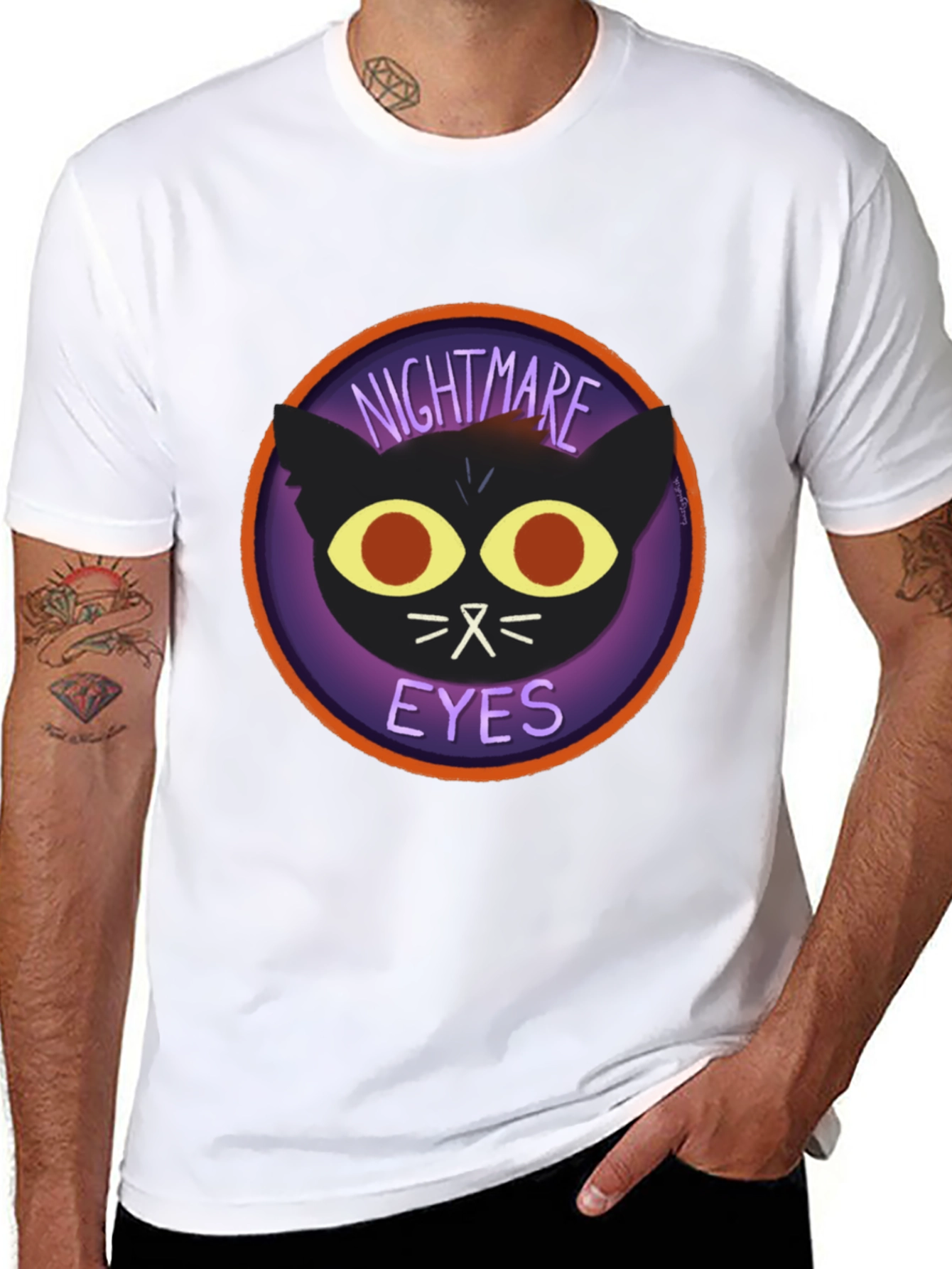 Nightmare Eyes Graphic T-Shirt - Black Cat Tee