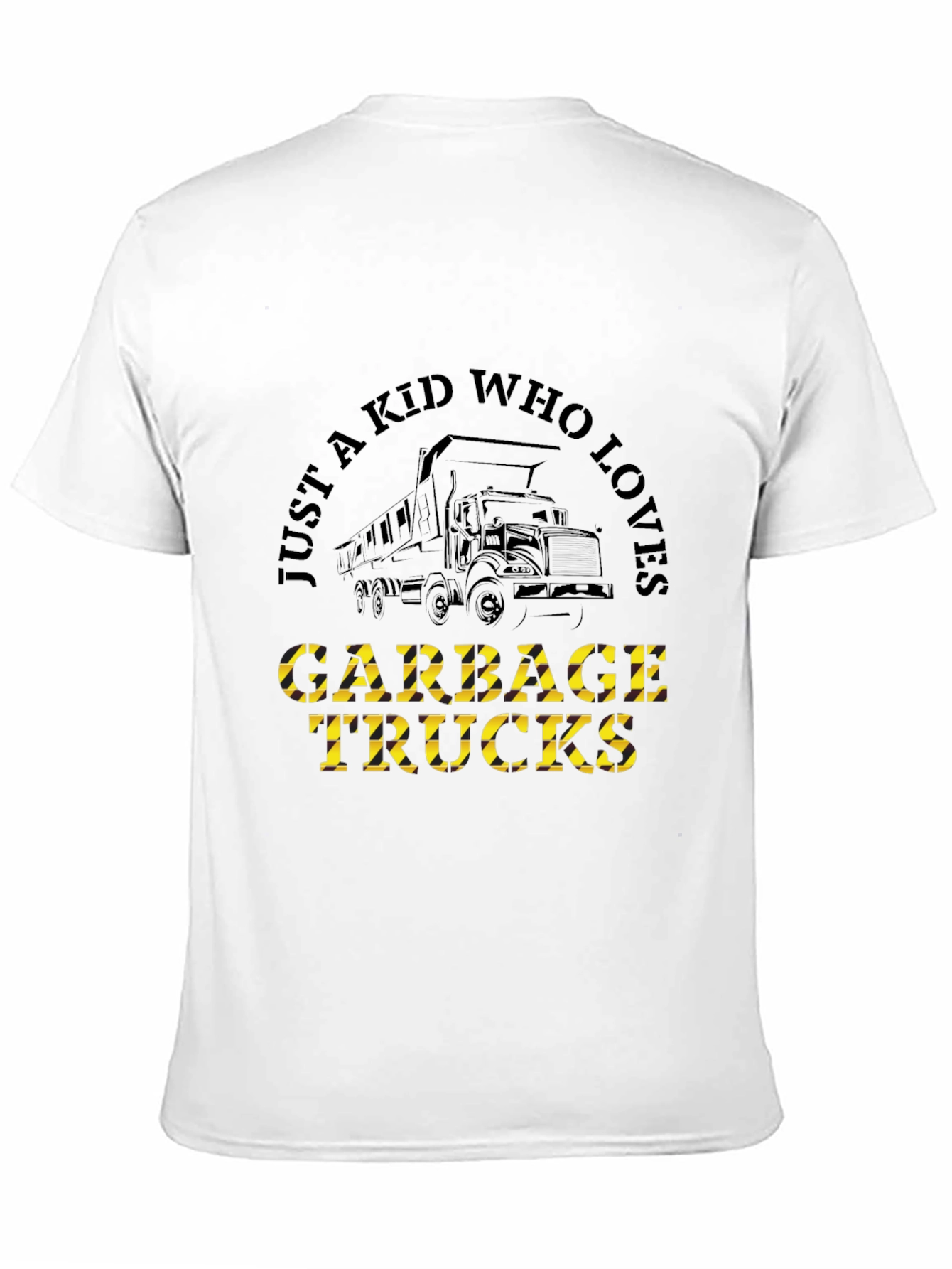 Just a Kid Who Loves Garbage Trucks Black T-Shirt