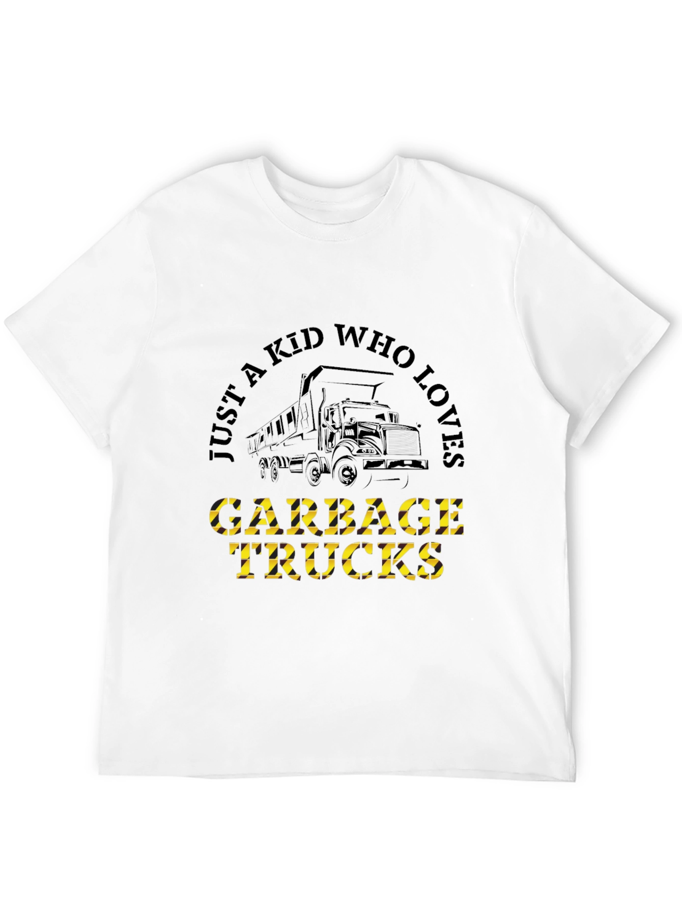 Just a Kid Who Loves Garbage Trucks Black T-Shirt
