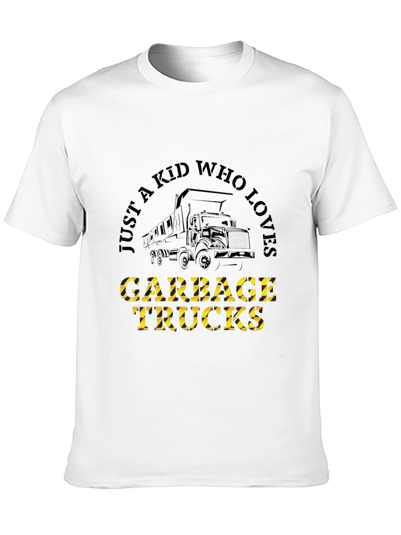 Just a Kid Who Loves Garbage Trucks Black T-Shirt