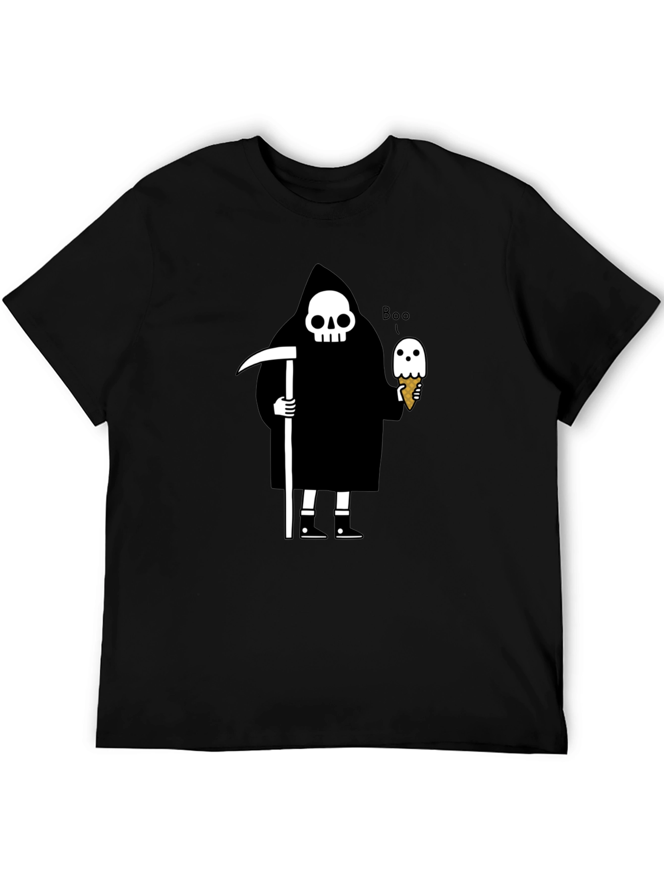 Grim Reaper Boo Ice Cream Graphic T-Shirt