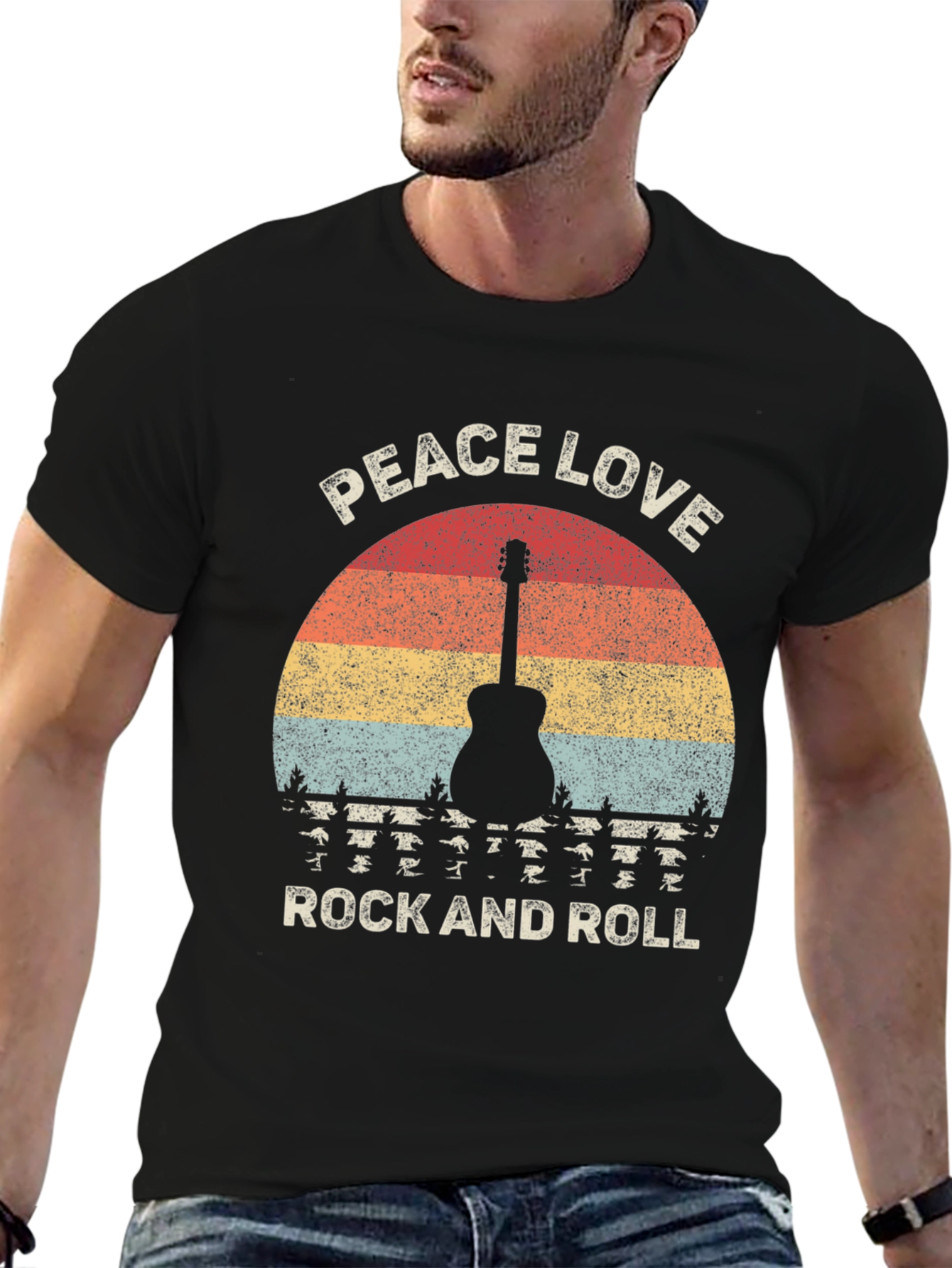 Peace Love Rock and Roll Graphic T-Shirt