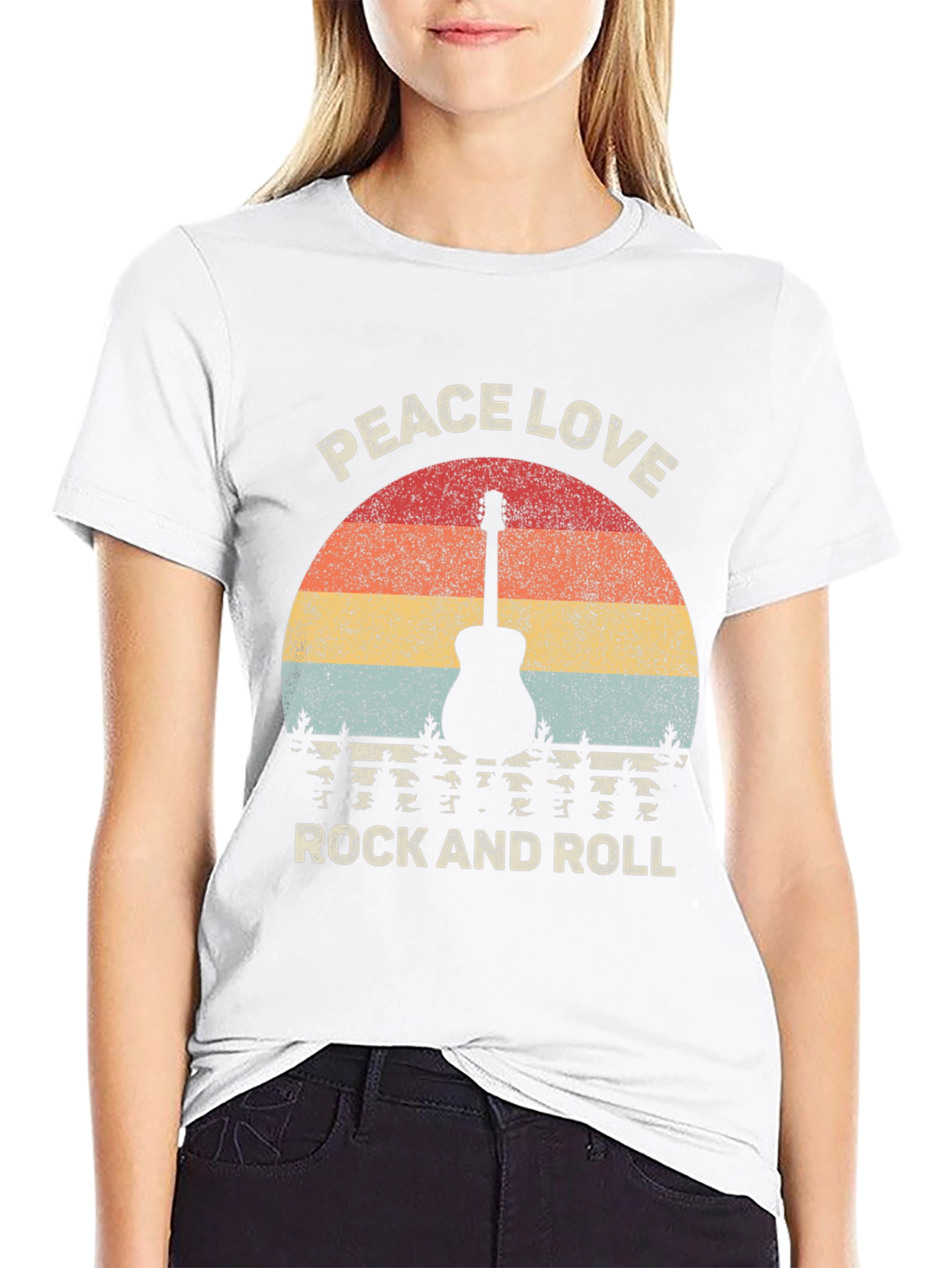 Peace Love Rock and Roll Graphic T-Shirt