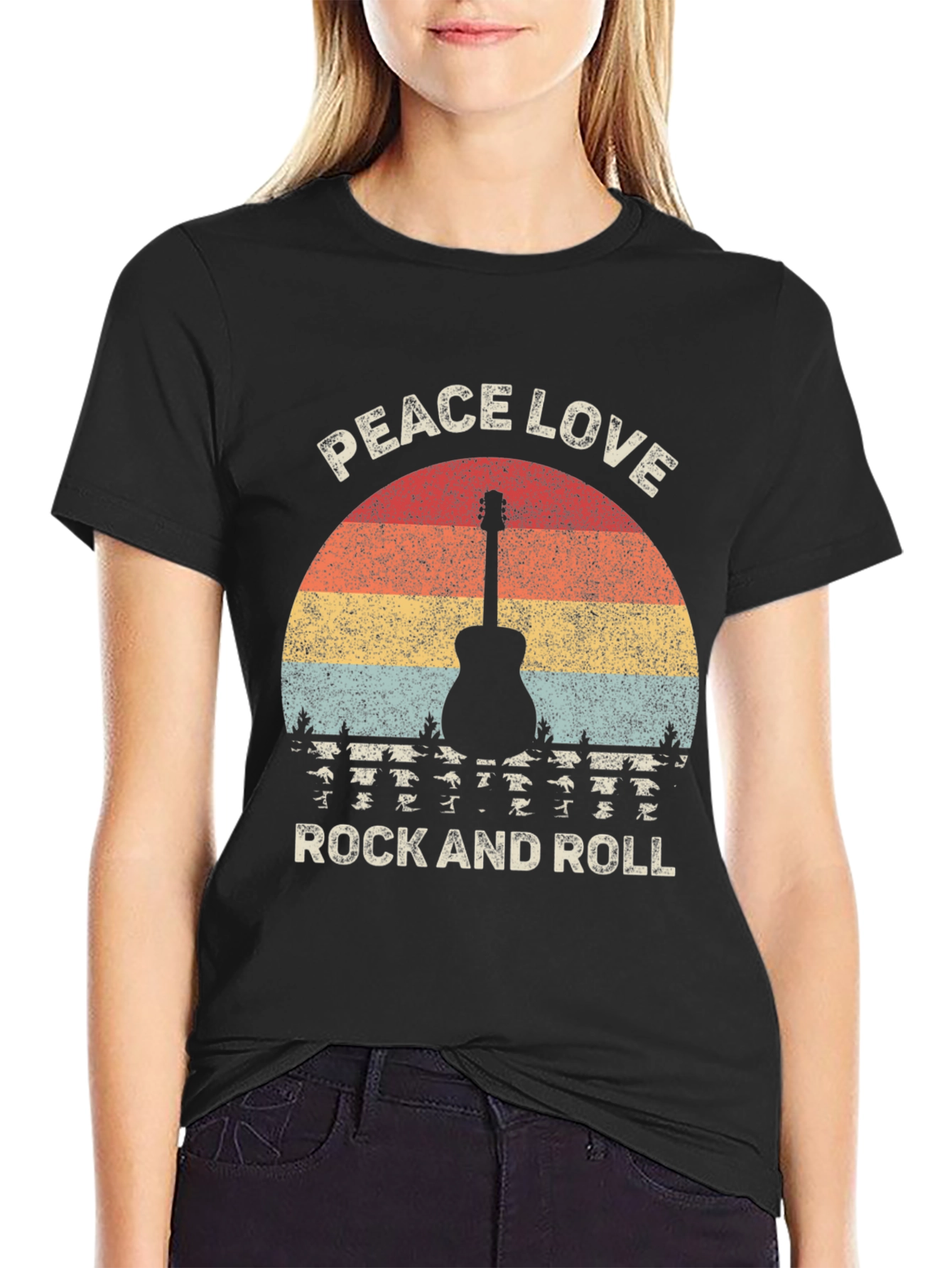 Peace Love Rock and Roll Graphic T-Shirt