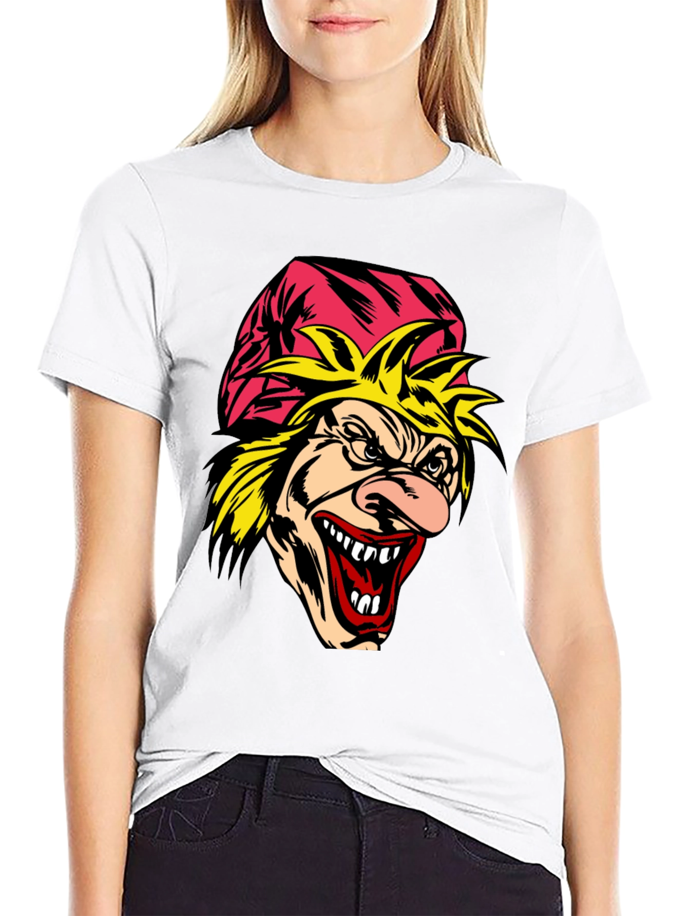 Scary Cartoon Graphic Tee - Mens Black T-Shirt