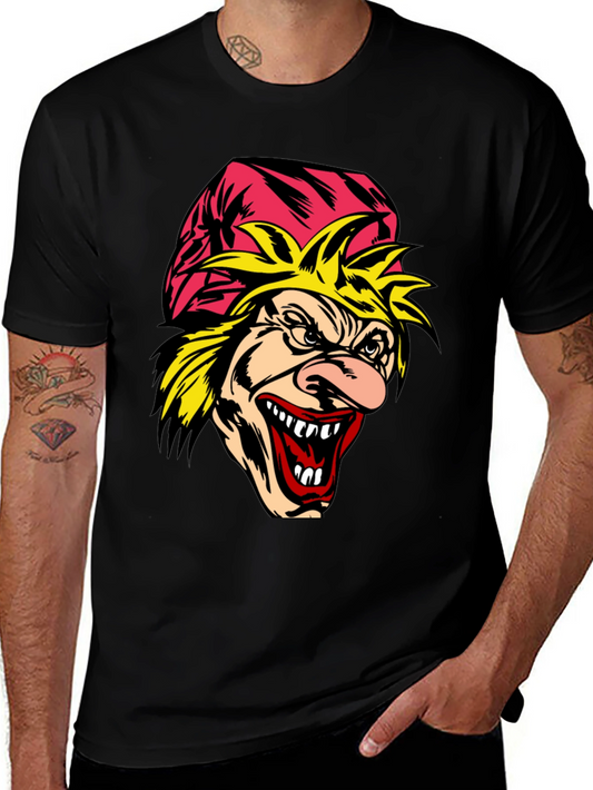 Scary Cartoon Graphic Tee - Mens Black T-Shirt