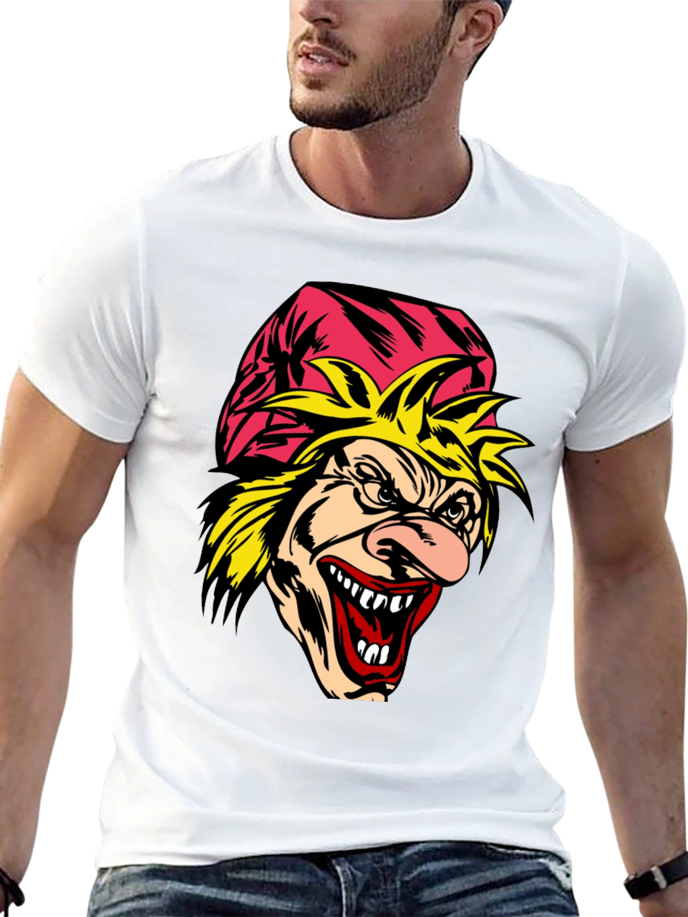Scary Cartoon Graphic Tee - Mens Black T-Shirt