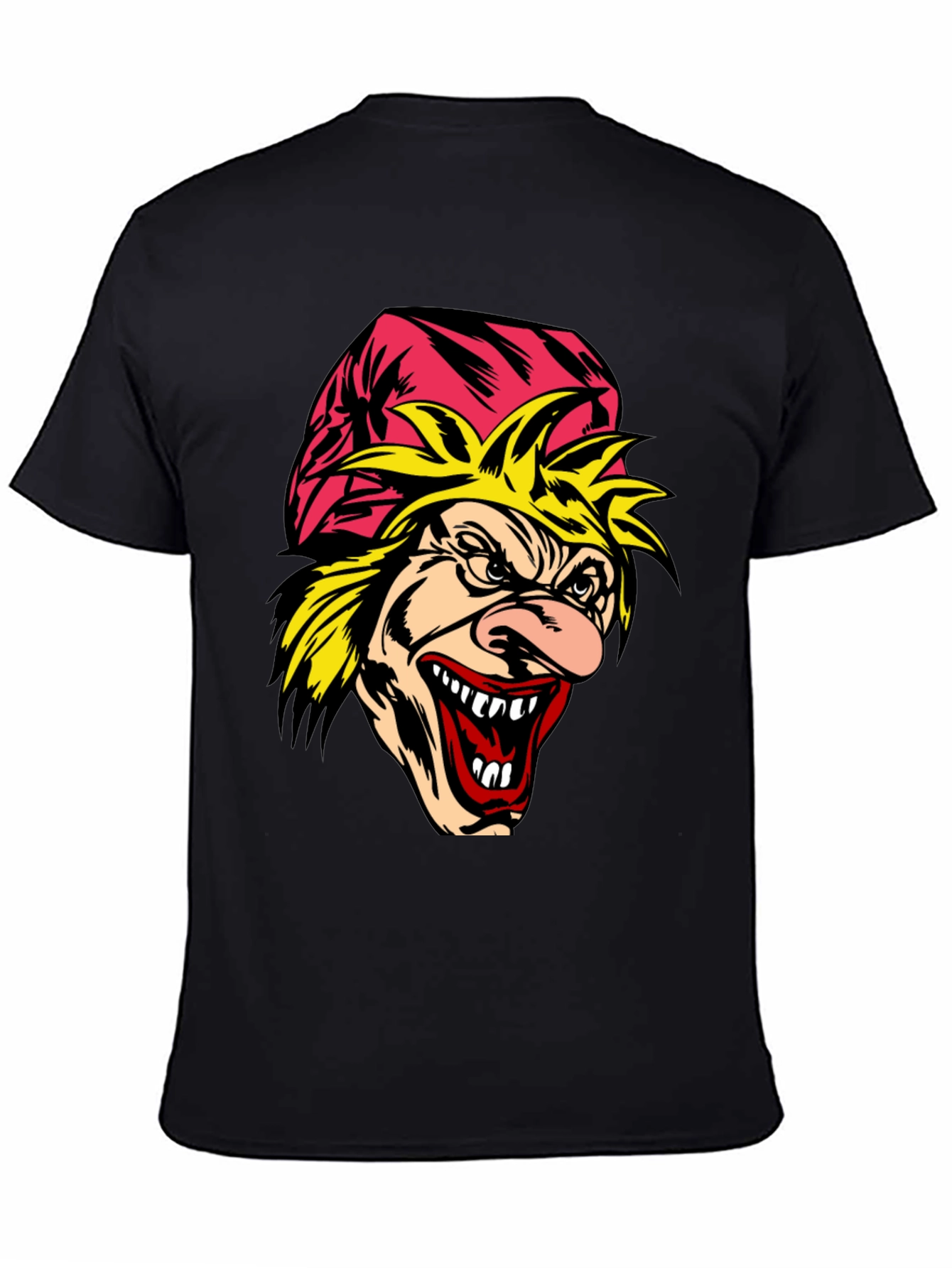 Scary Cartoon Graphic Tee - Mens Black T-Shirt