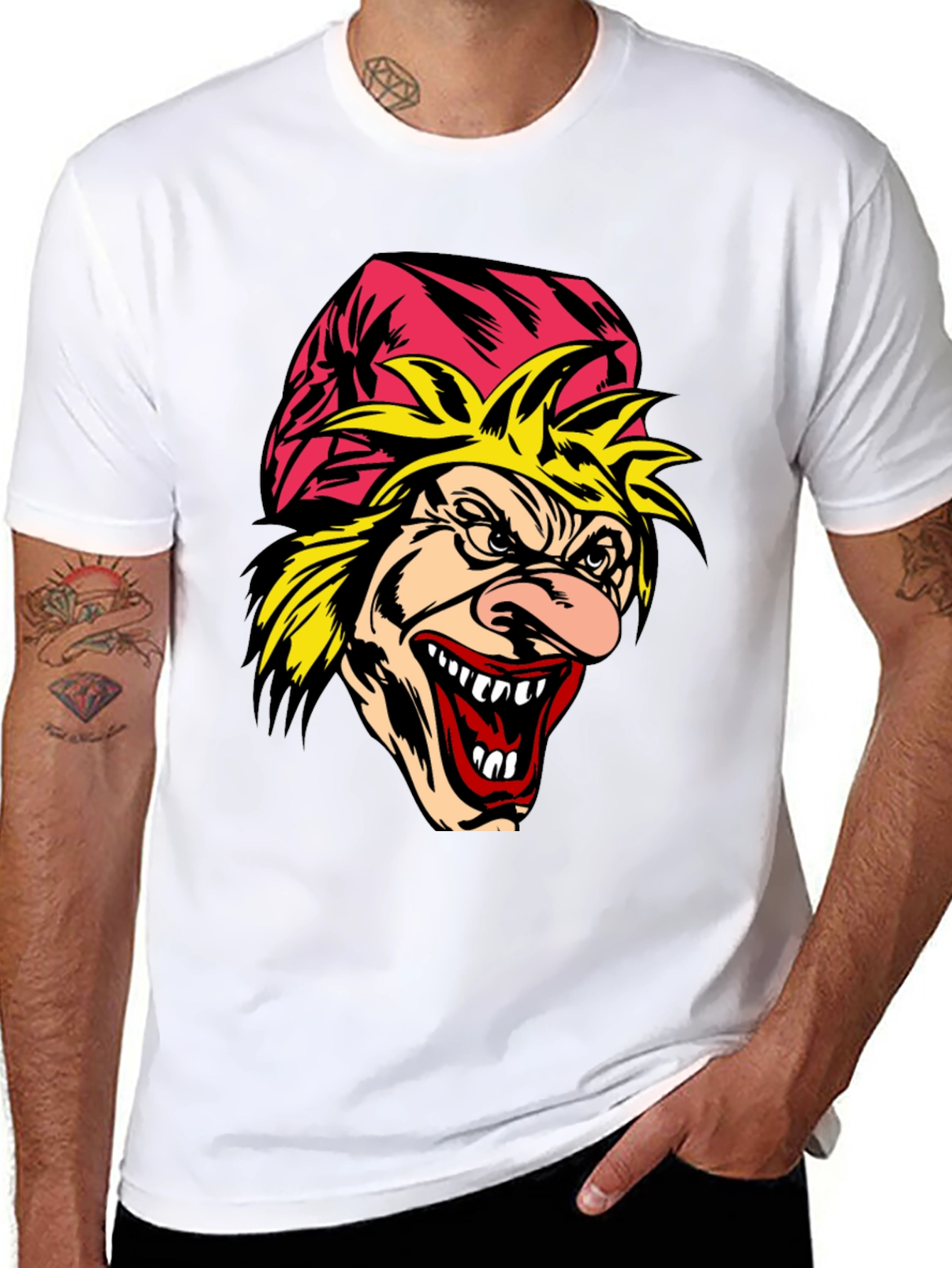Scary Cartoon Graphic Tee - Mens Black T-Shirt