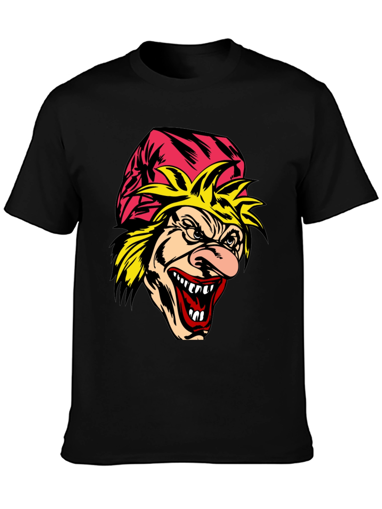 Scary Cartoon Graphic Tee - Mens Black T-Shirt