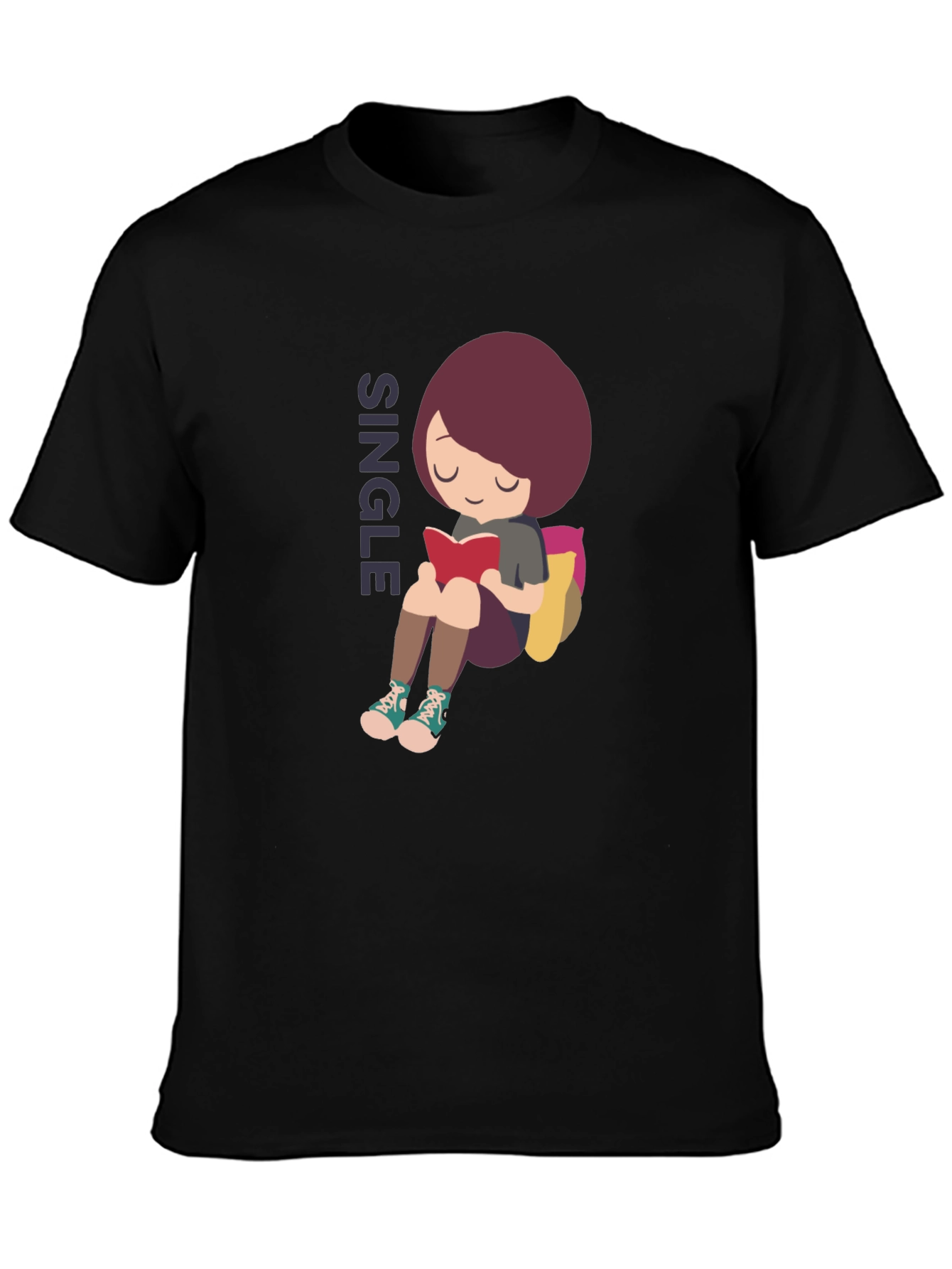 Single Girl Reading Graphic T-Shirt