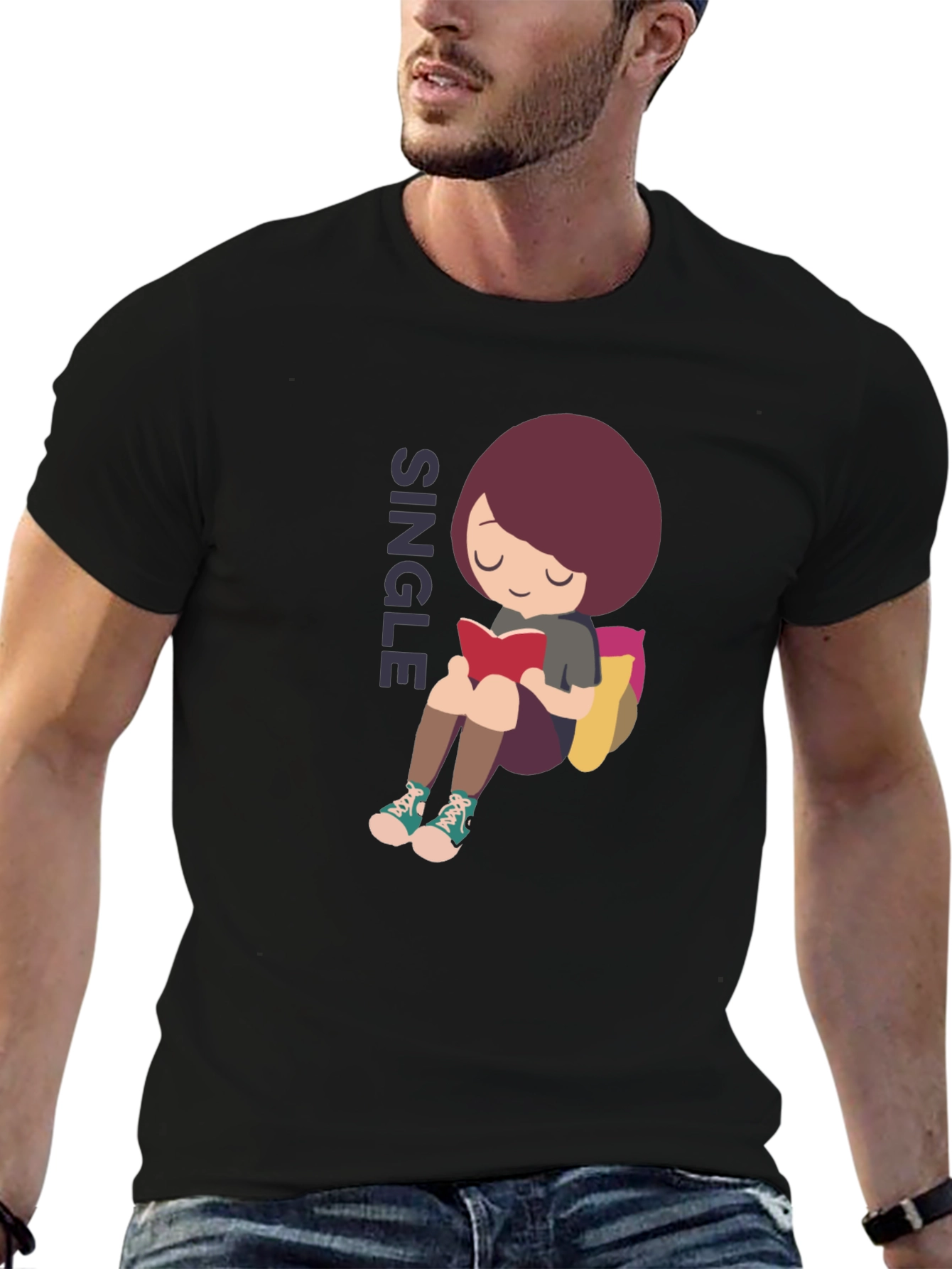 Single Girl Reading Graphic T-Shirt
