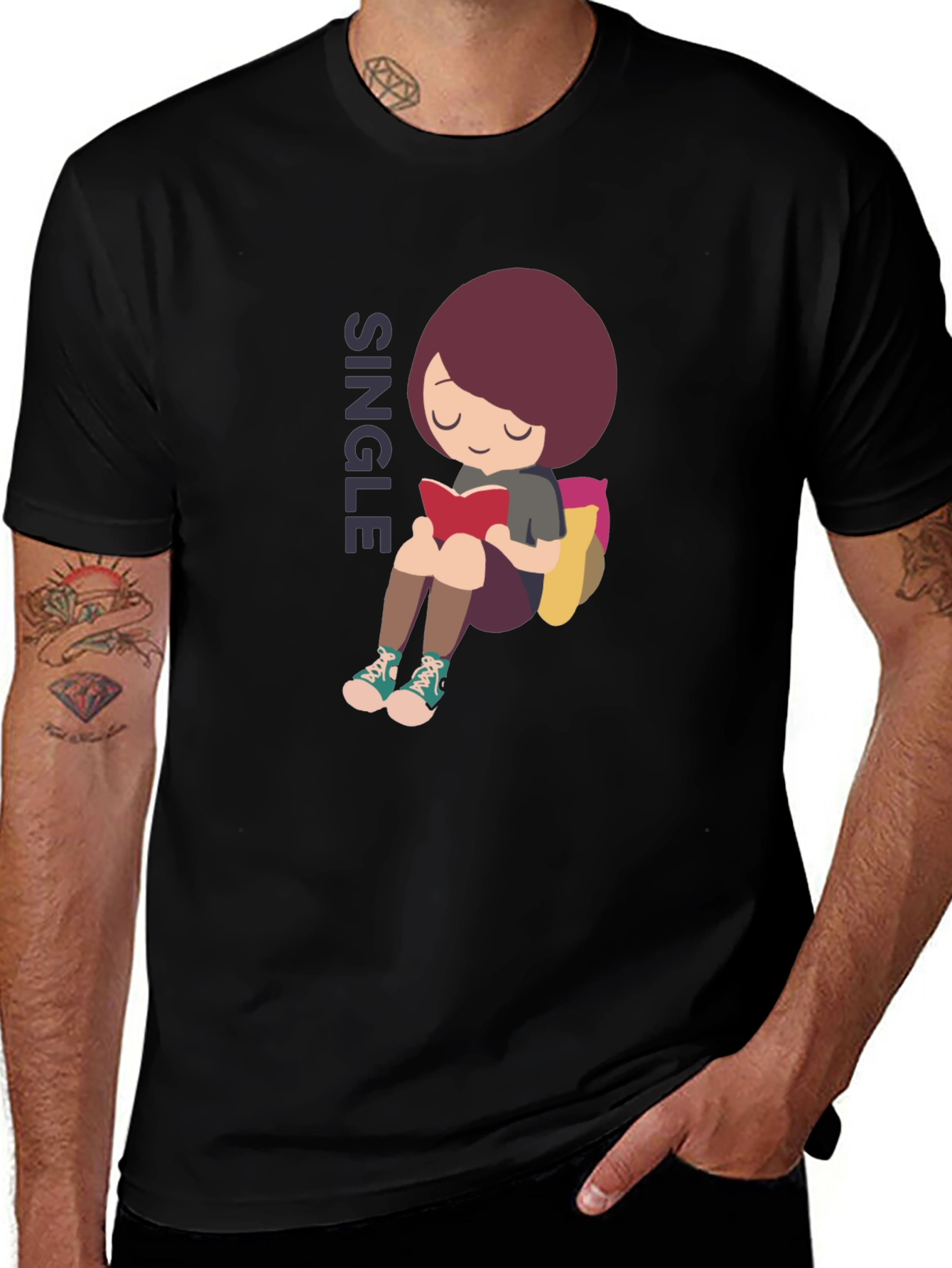 Single Girl Reading Graphic T-Shirt
