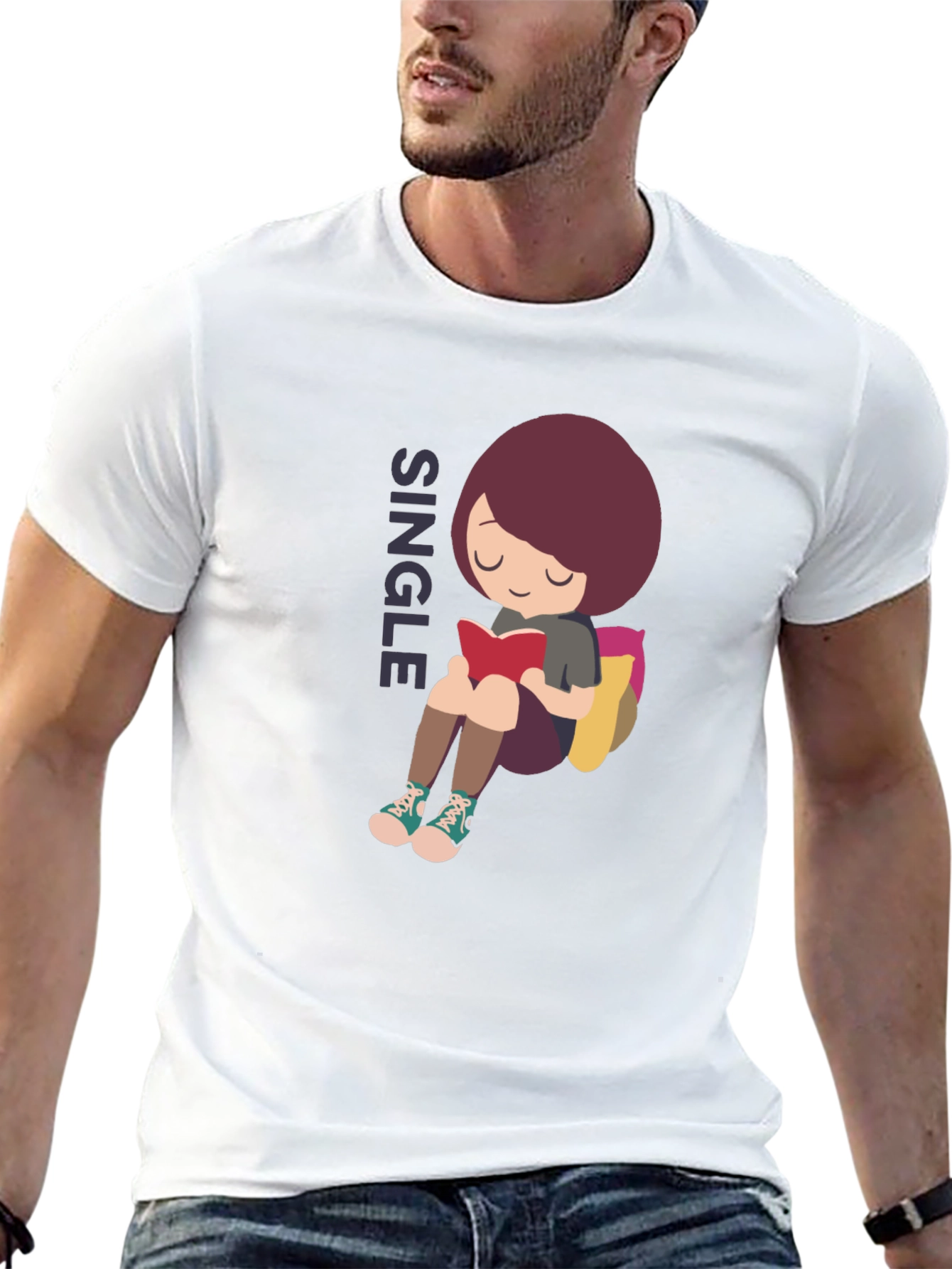 Single Girl Reading Graphic T-Shirt