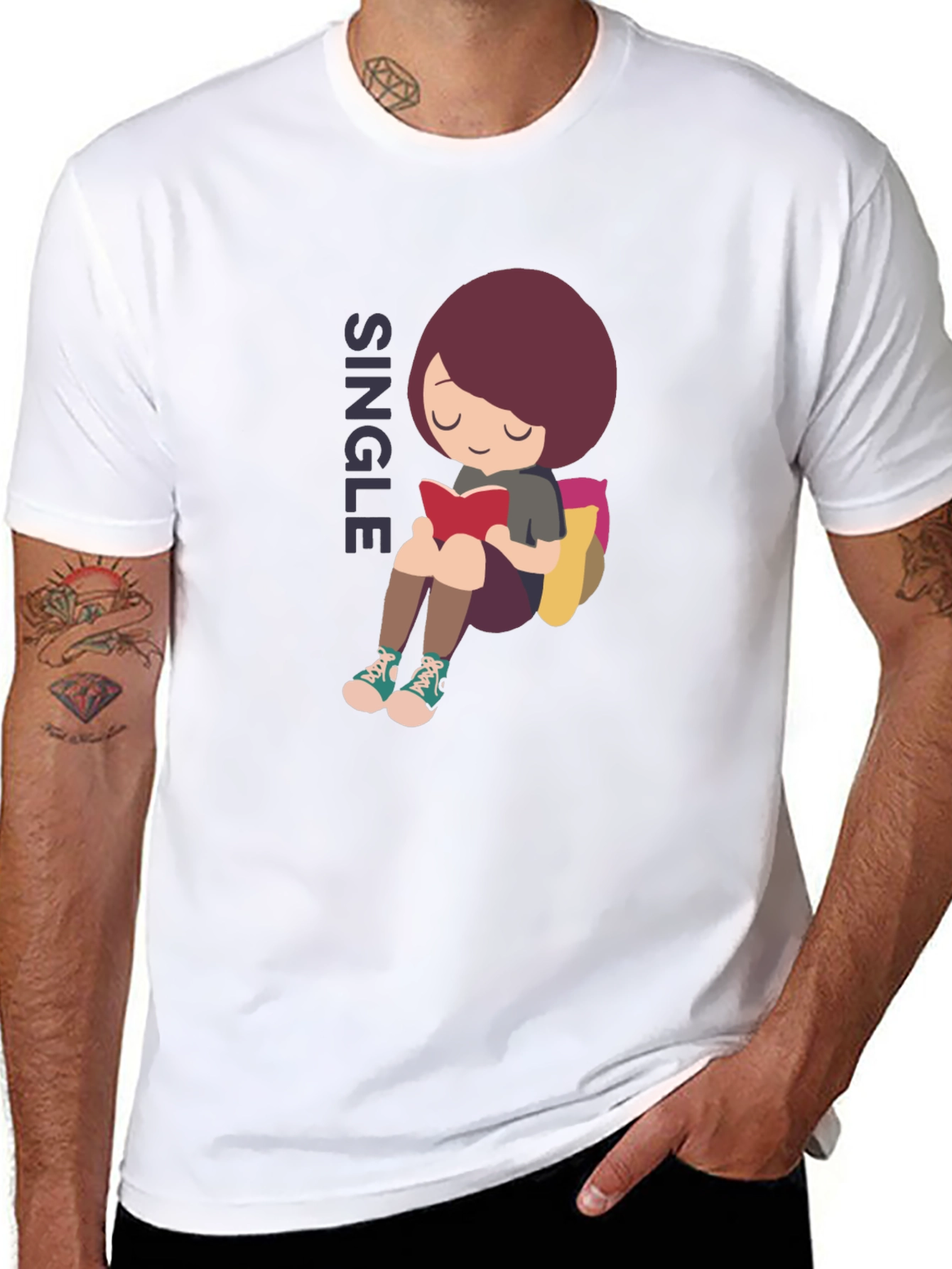 Single Girl Reading Graphic T-Shirt