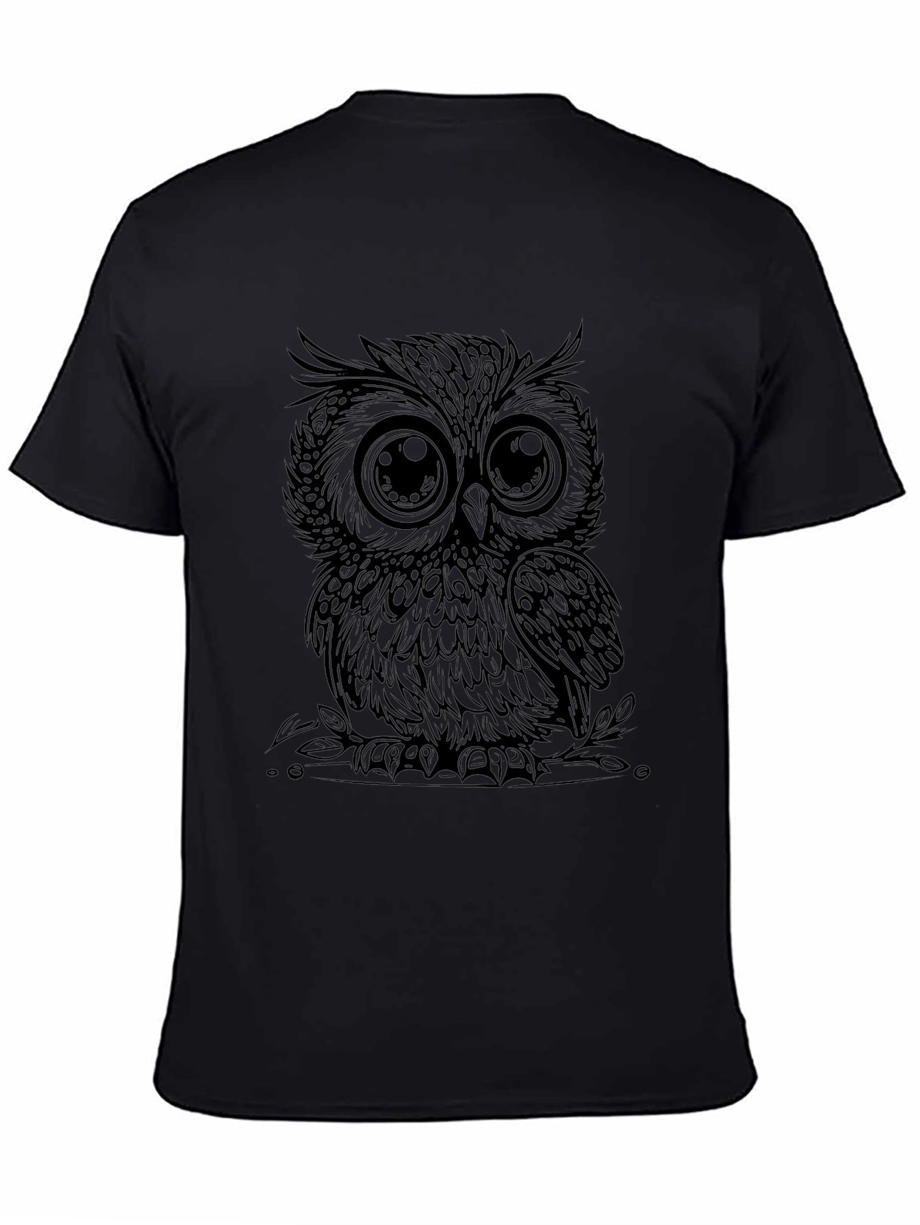 Mens Black Owl Graphic Tee