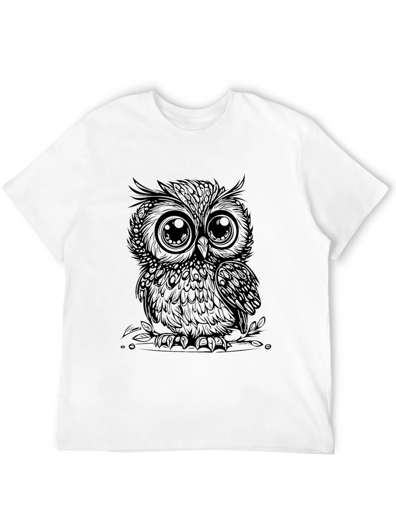 Mens Black Owl Graphic Tee