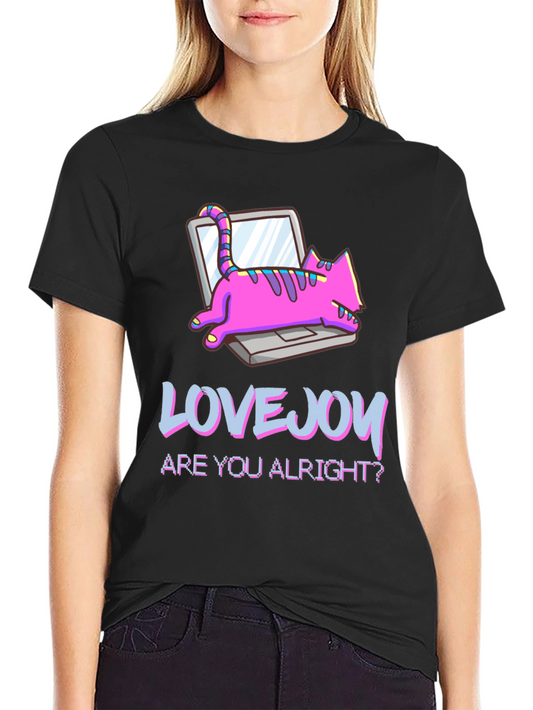 Lovejoy Cat Laptop Graphic Tee - Black