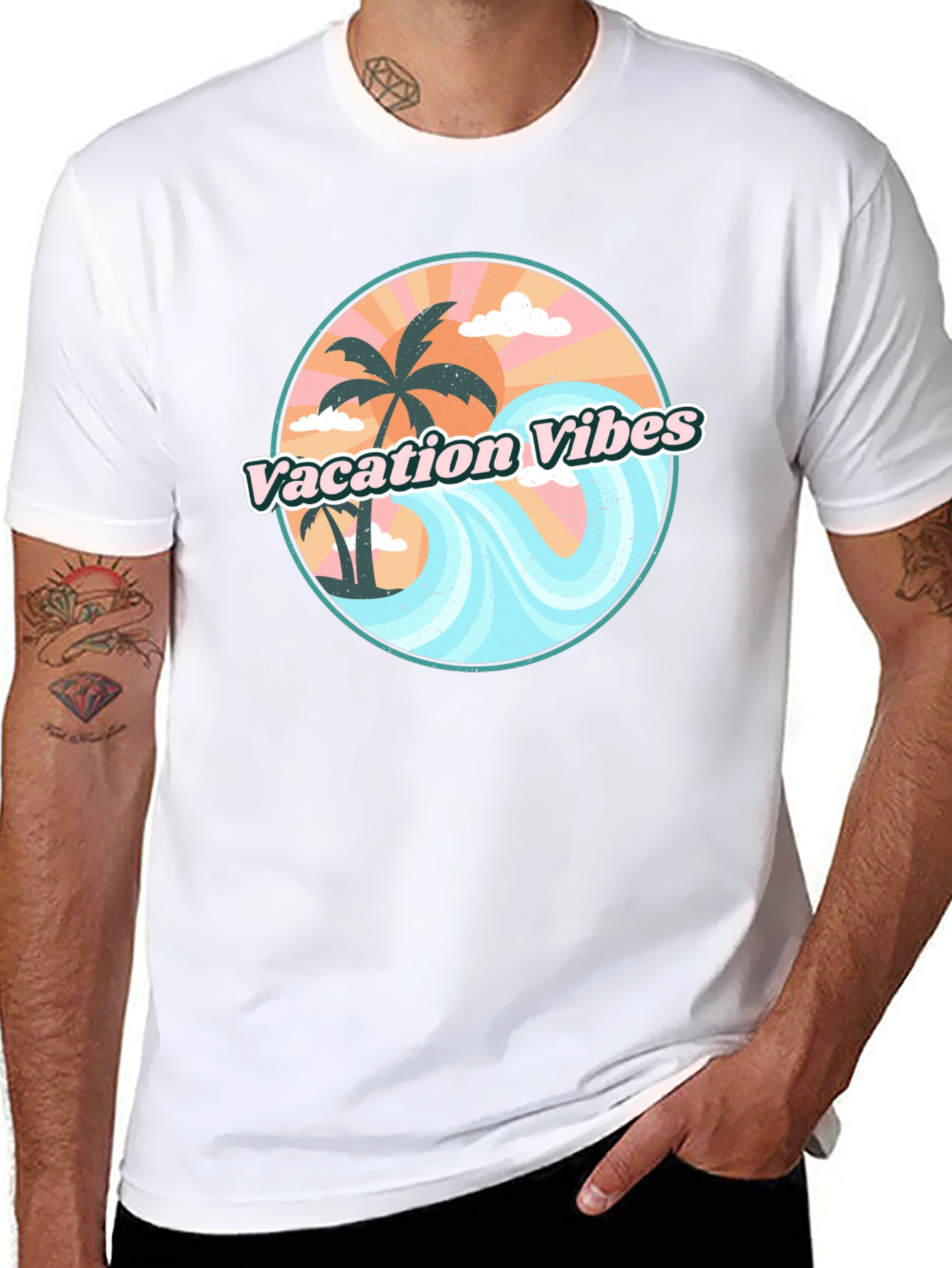 Vacation Vibes Graphic Tee - Mens Black T-Shirt