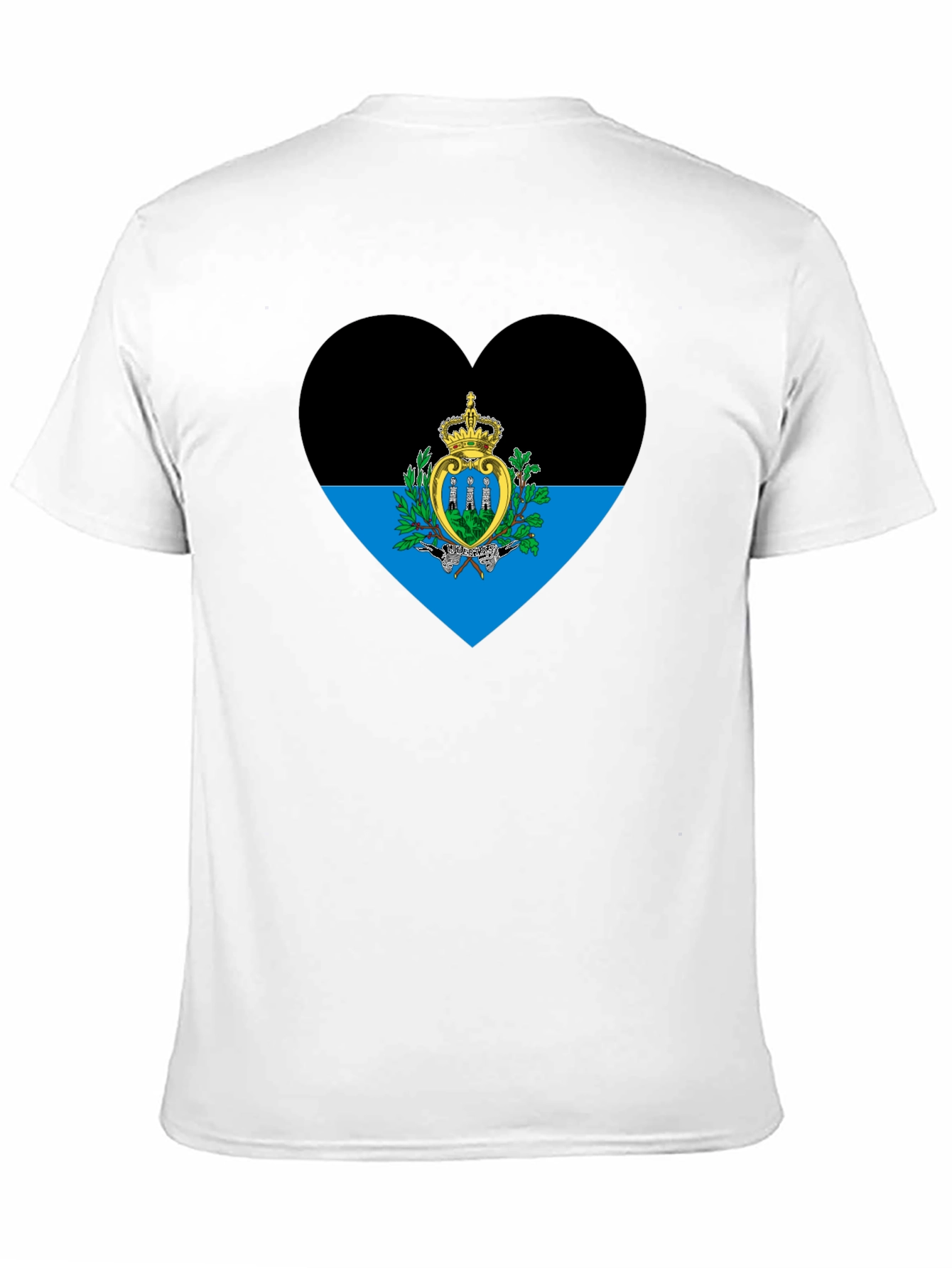 San Marino Flag Heart T-Shirt - Black Cotton Tee