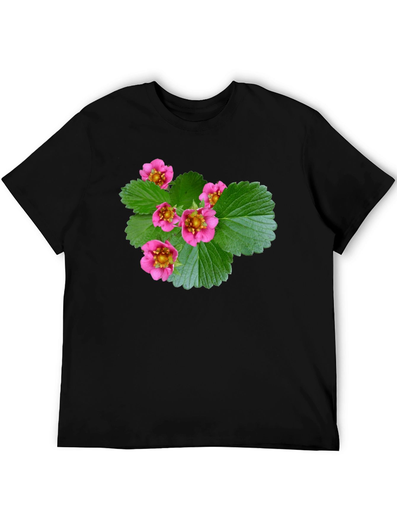Floral Print Black T-Shirt - Nature Inspired Design