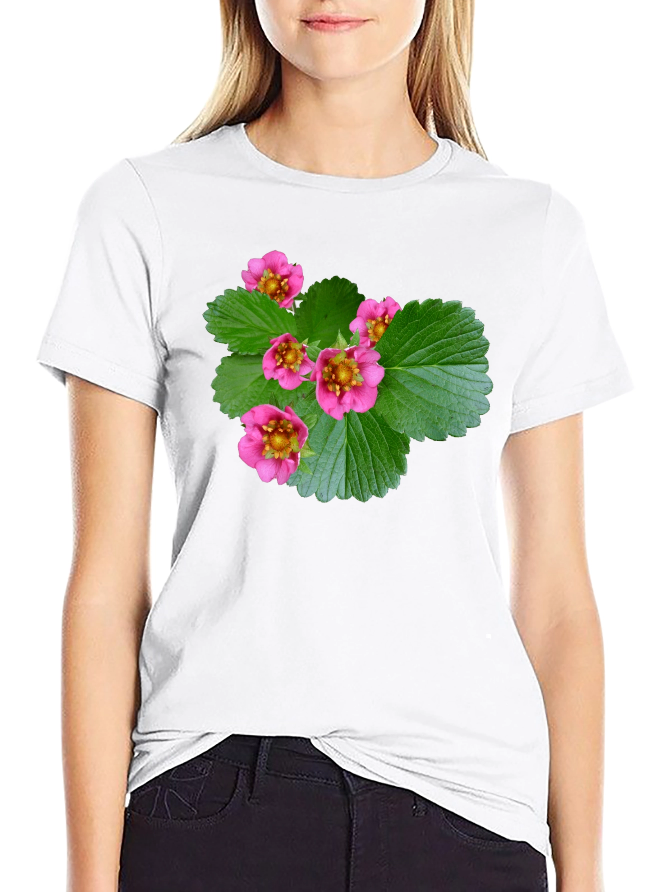 Floral Print Black T-Shirt - Nature Inspired Design