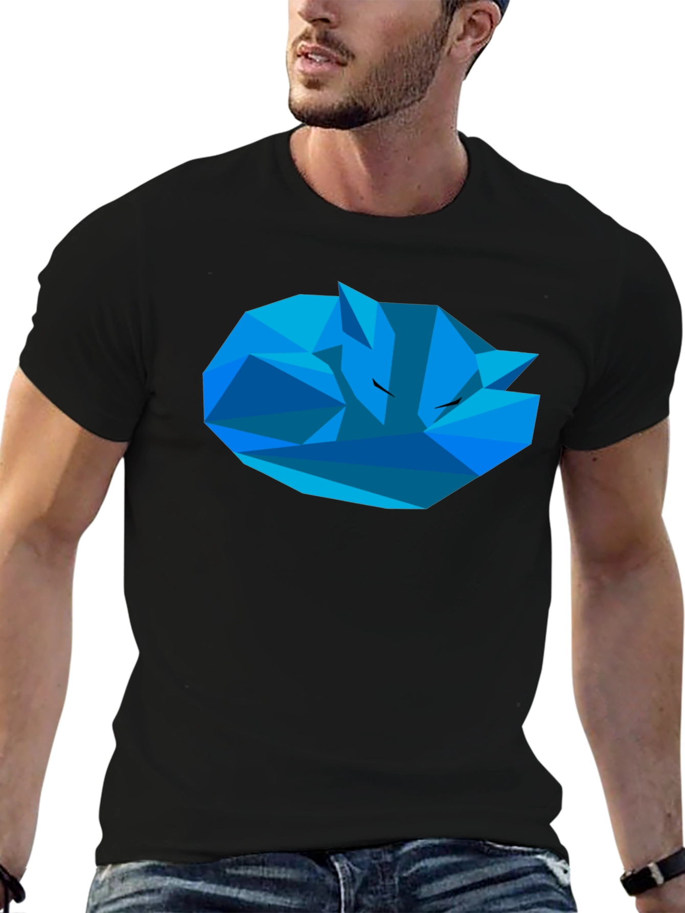 Geometric Fox T-Shirt - Stylish Mens Black Tee