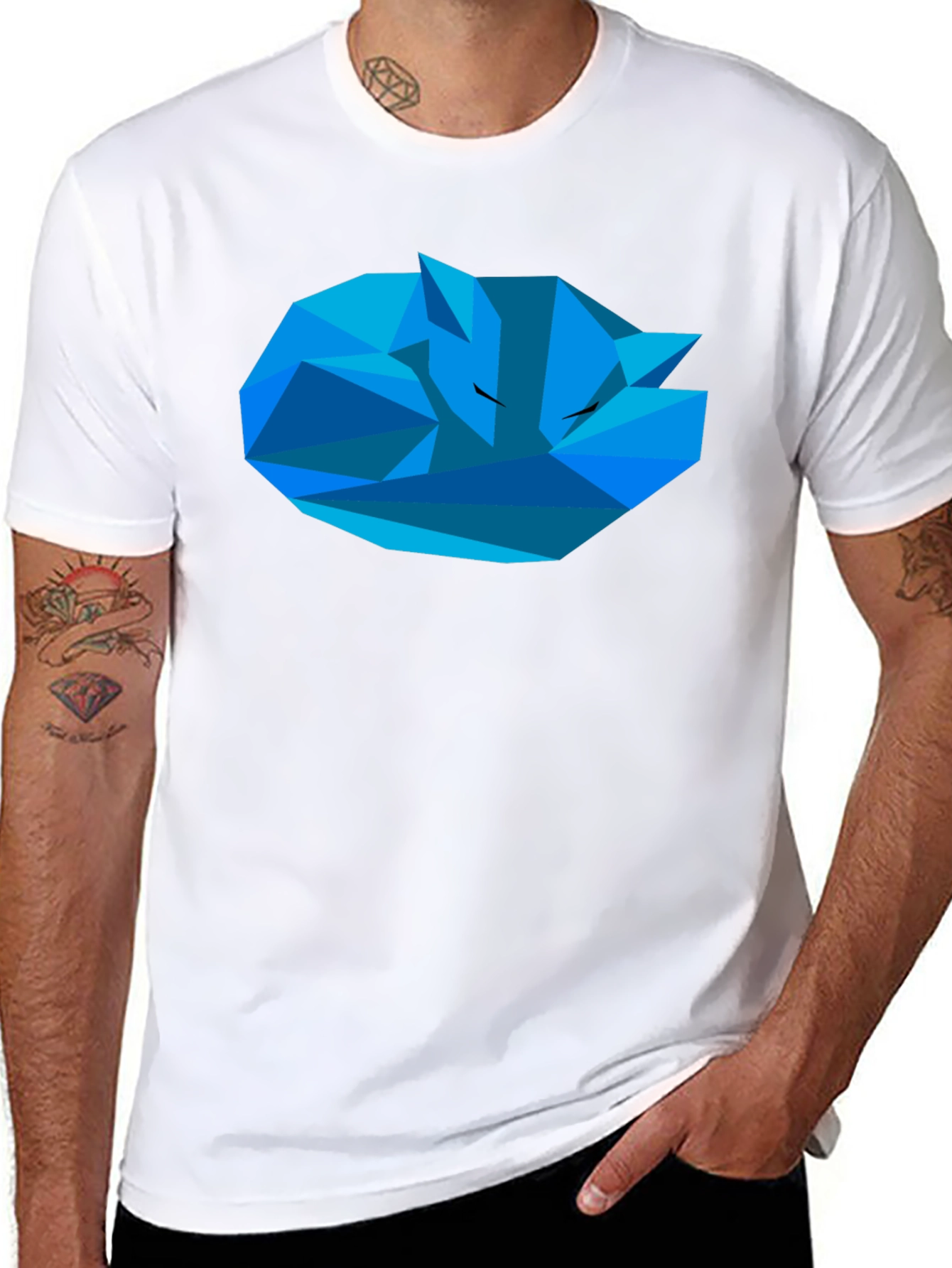 Geometric Fox T-Shirt - Stylish Mens Black Tee
