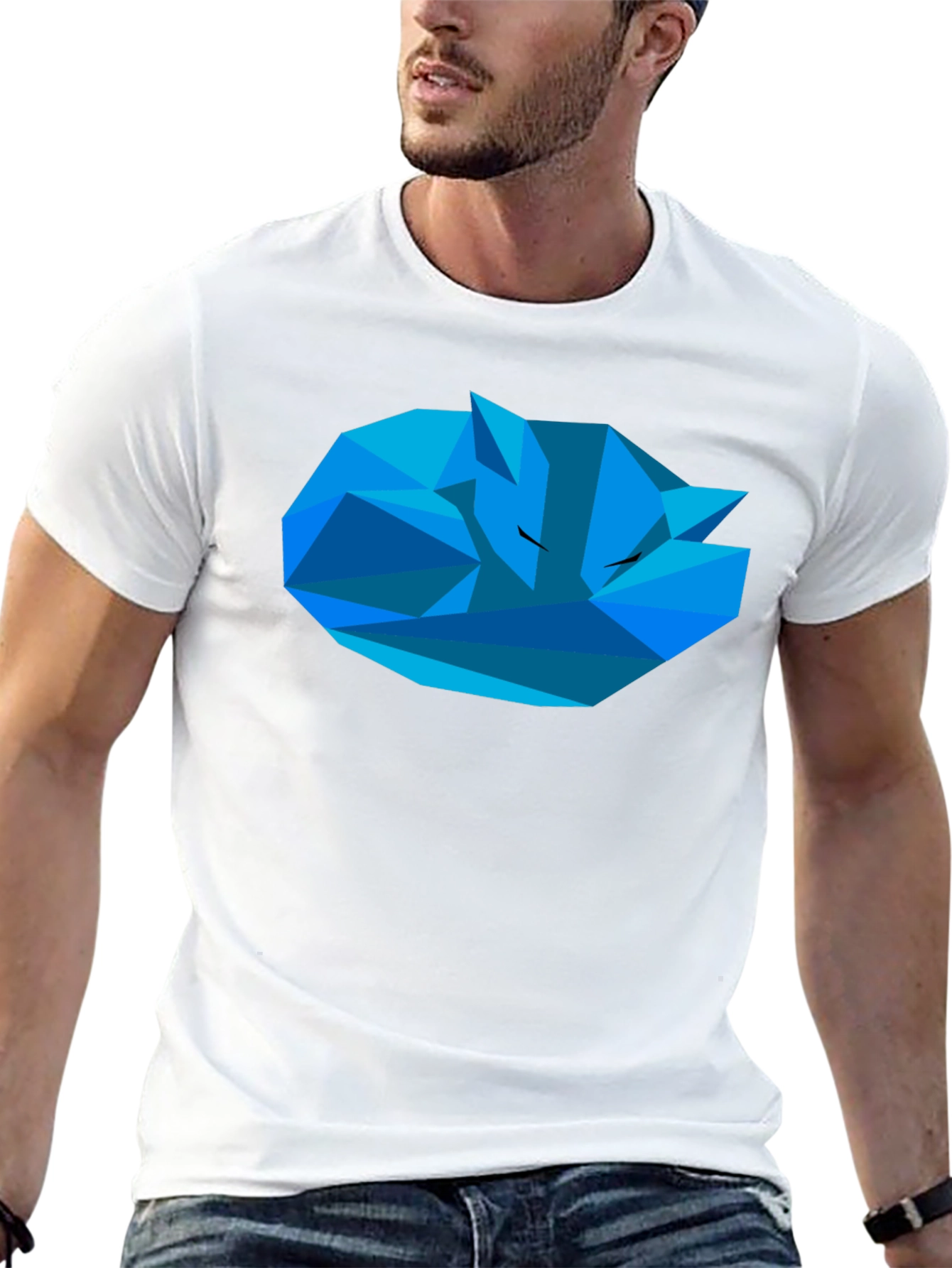 Geometric Fox T-Shirt - Stylish Mens Black Tee