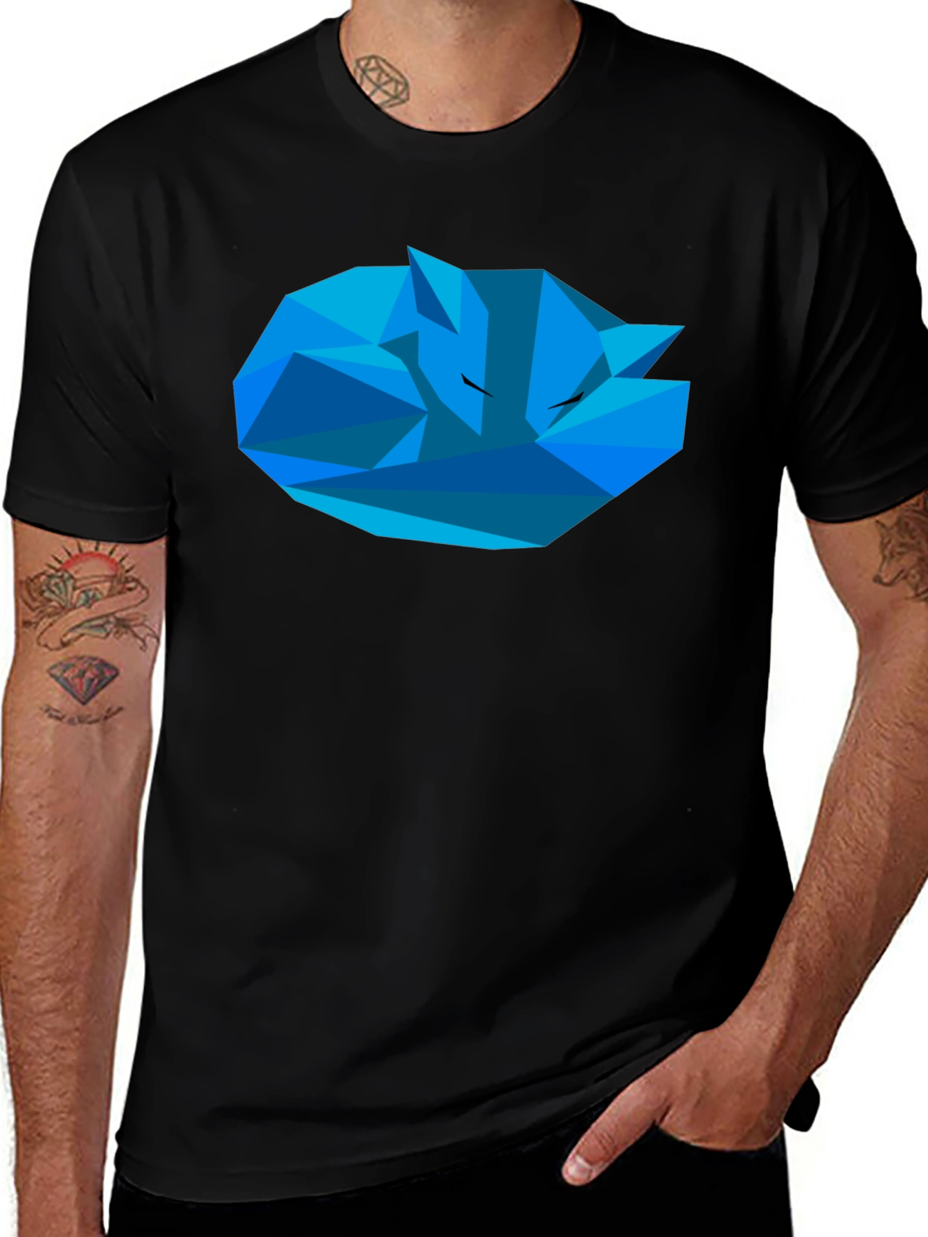 Geometric Fox T-Shirt - Stylish Mens Black Tee