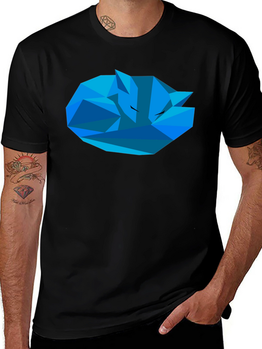 Geometric Fox T-Shirt - Stylish Mens Black Tee