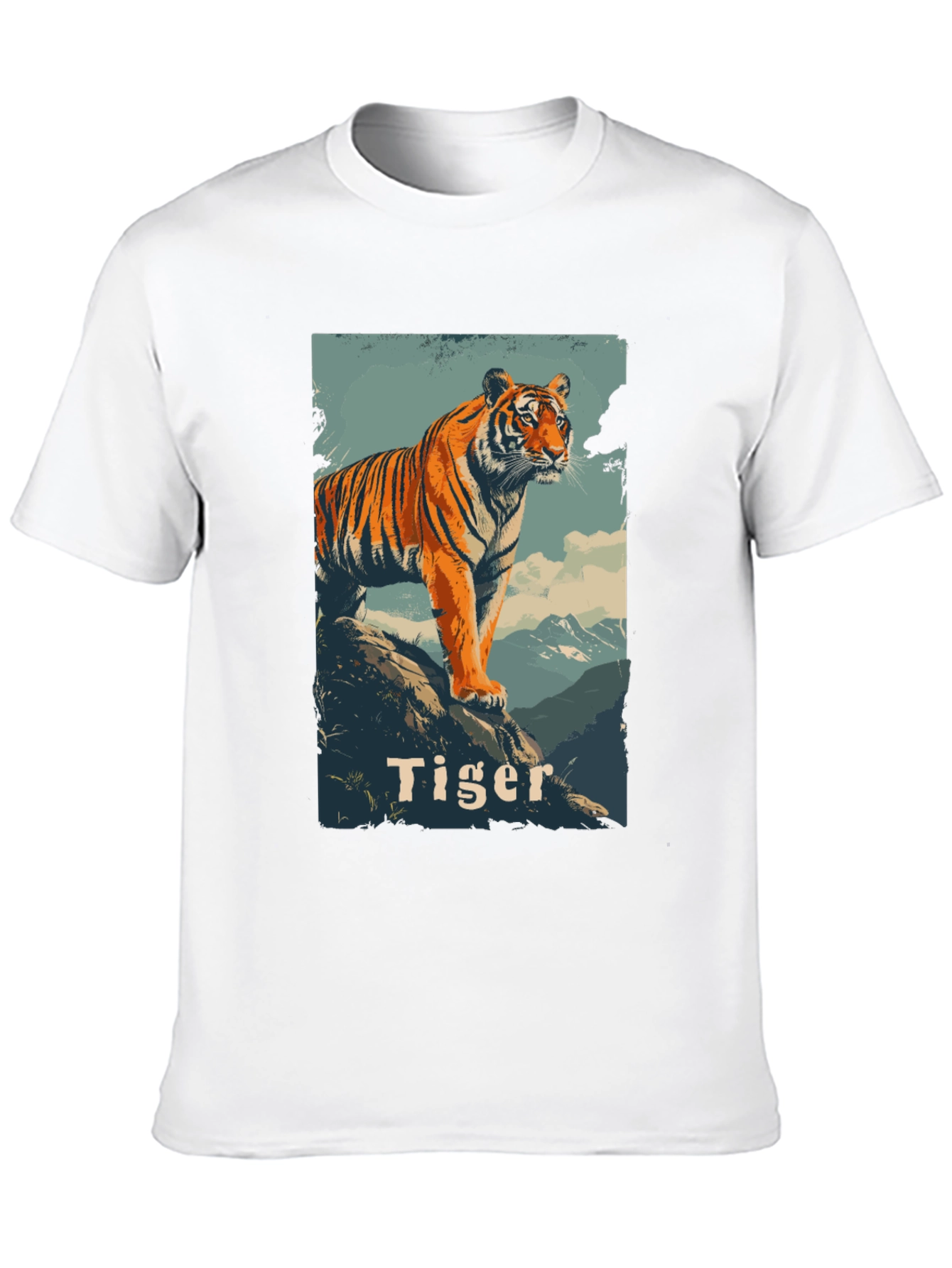 Tiger Graphic Print Mens Black T-Shirt