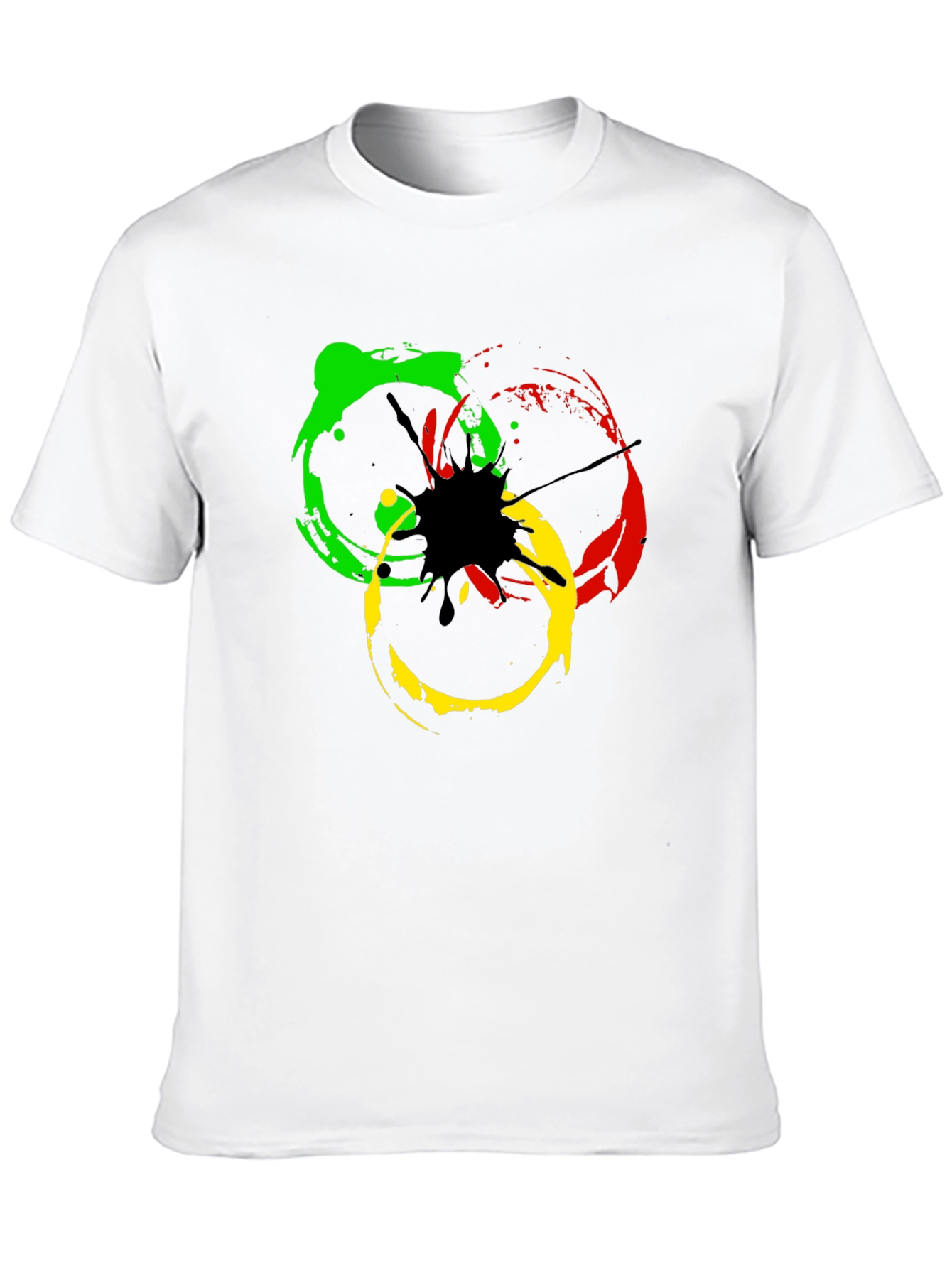 Rasta Splash Graphic Tee - Black Cotton T-Shirt