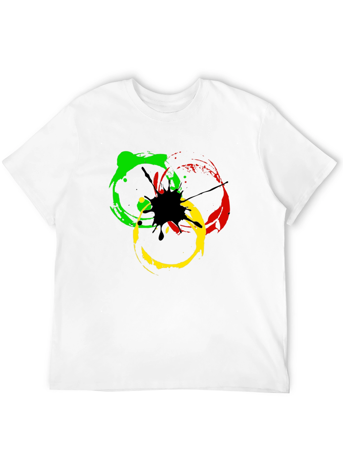 Rasta Splash Graphic Tee - Black Cotton T-Shirt