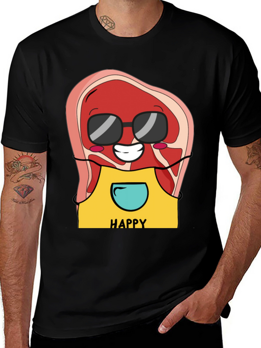 Steak Happy Face Graphic T-Shirt - Funny Meat Lover Tee