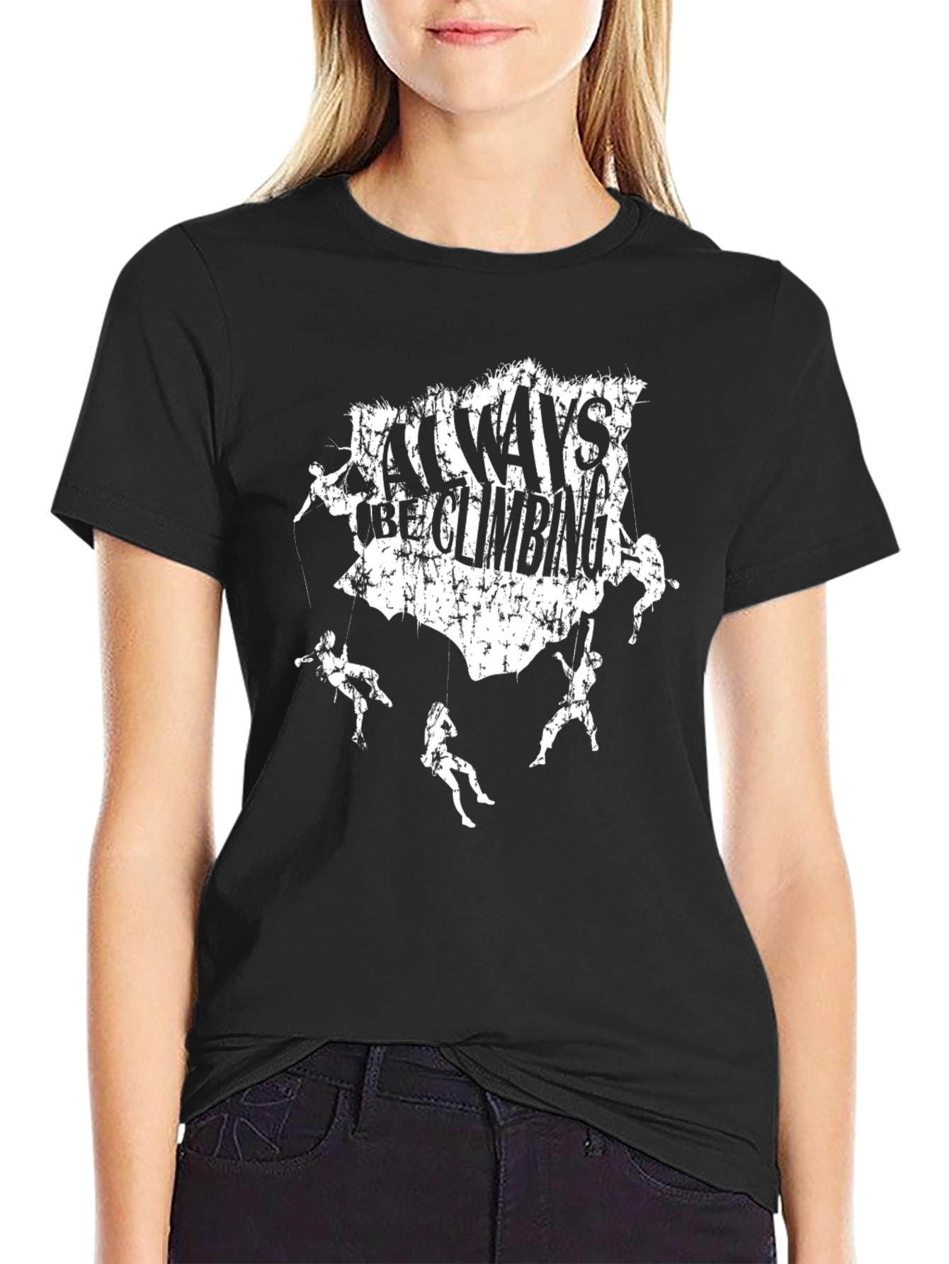 Always Be Climbing Graphic Tee - Black Cotton T-Shirt