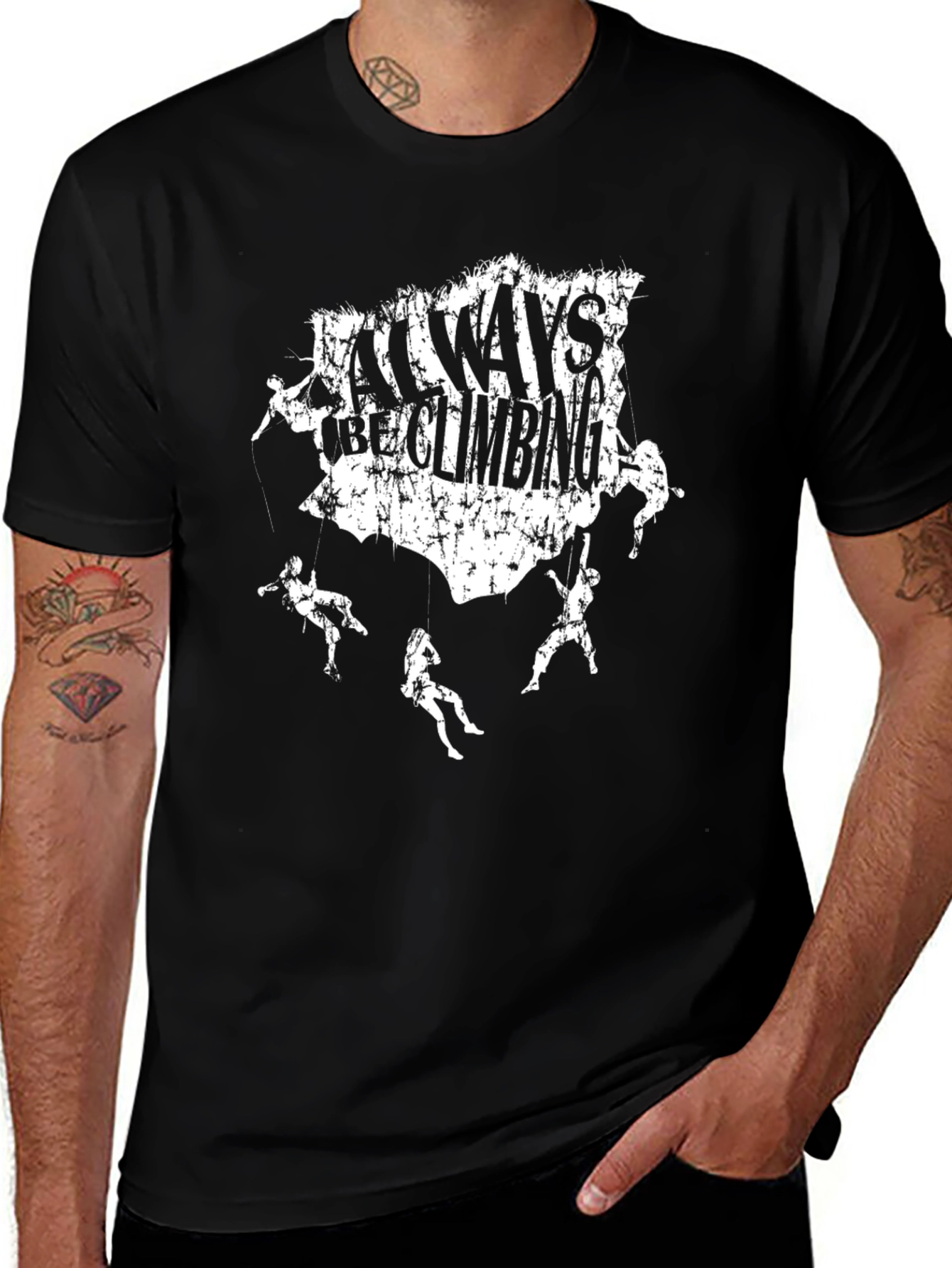 Always Be Climbing Graphic Tee - Black Cotton T-Shirt