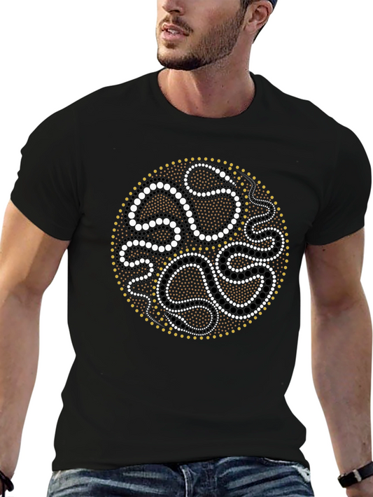 Black Tee with Aboriginal Dot Art Design