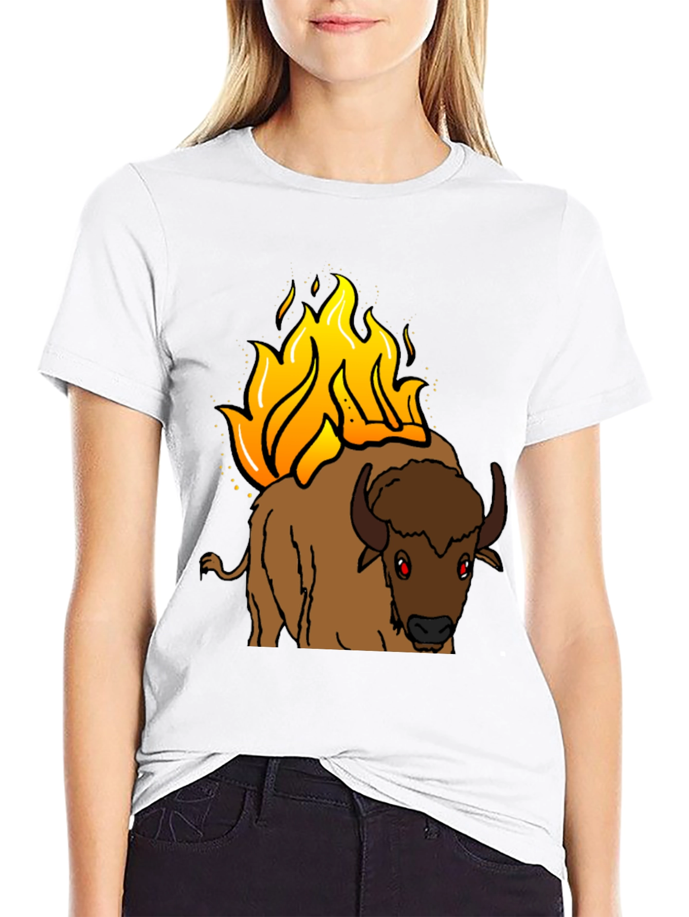 Burning Buffalo Graphic Tee - Black