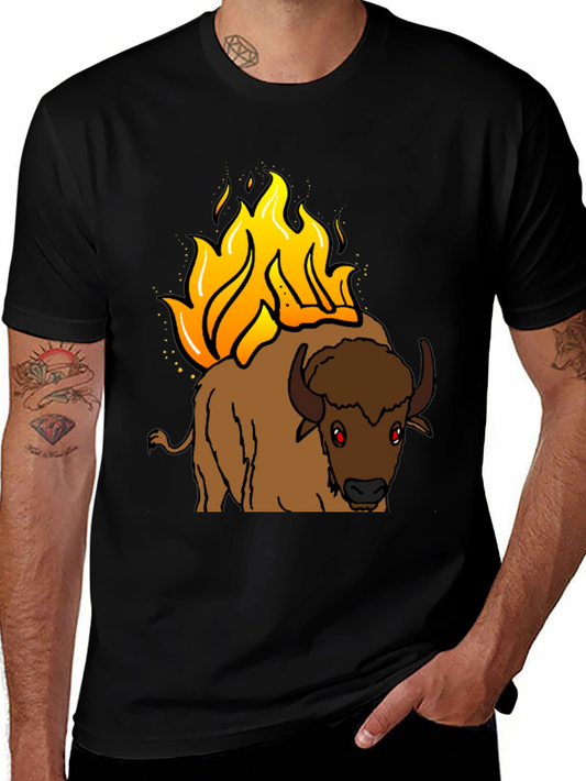 Burning Buffalo Graphic Tee - Black