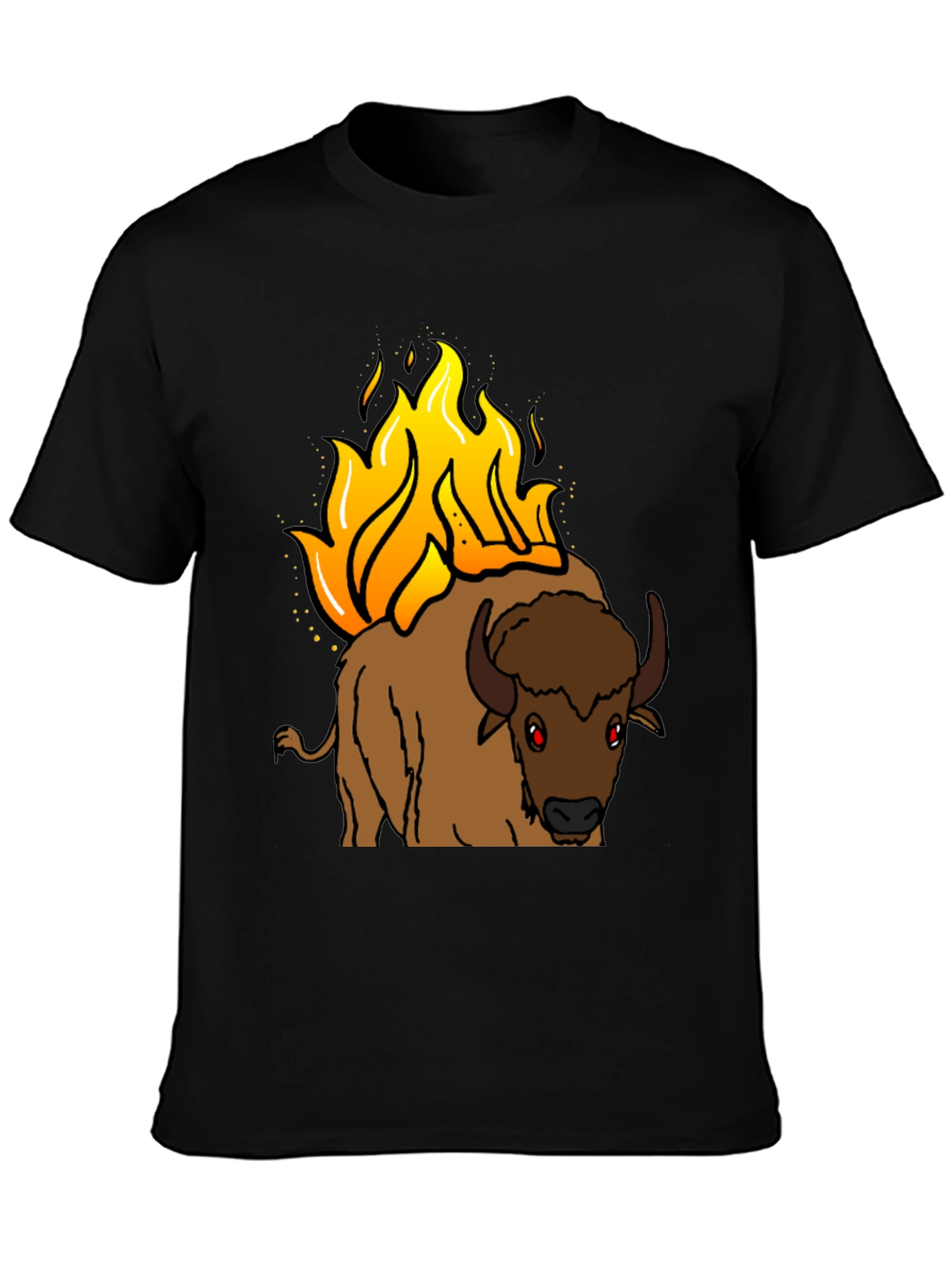 Burning Buffalo Graphic Tee - Black