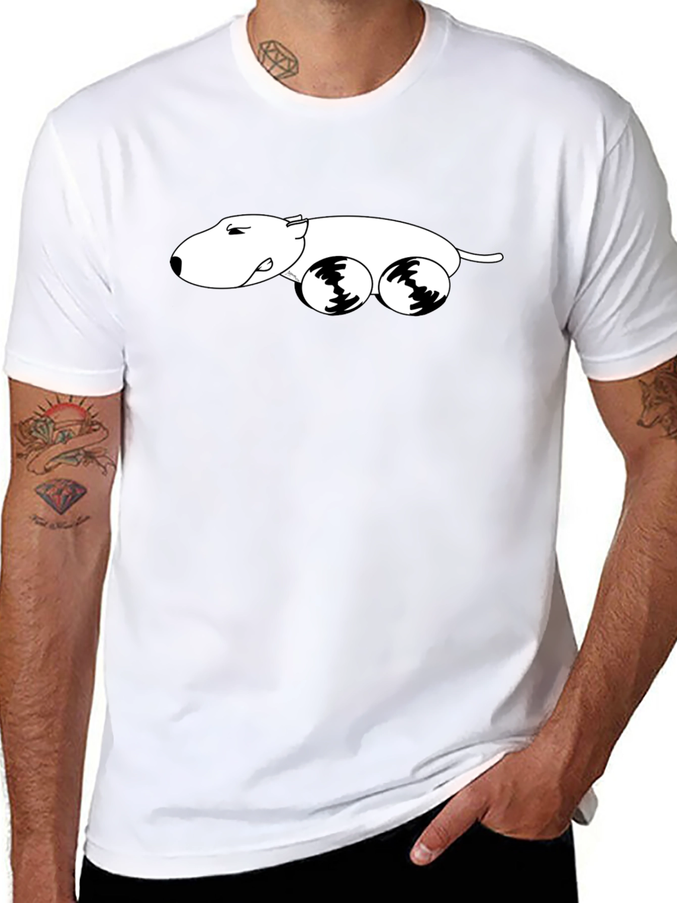 Cool Cartoon Dog Rolling T-Shirt
