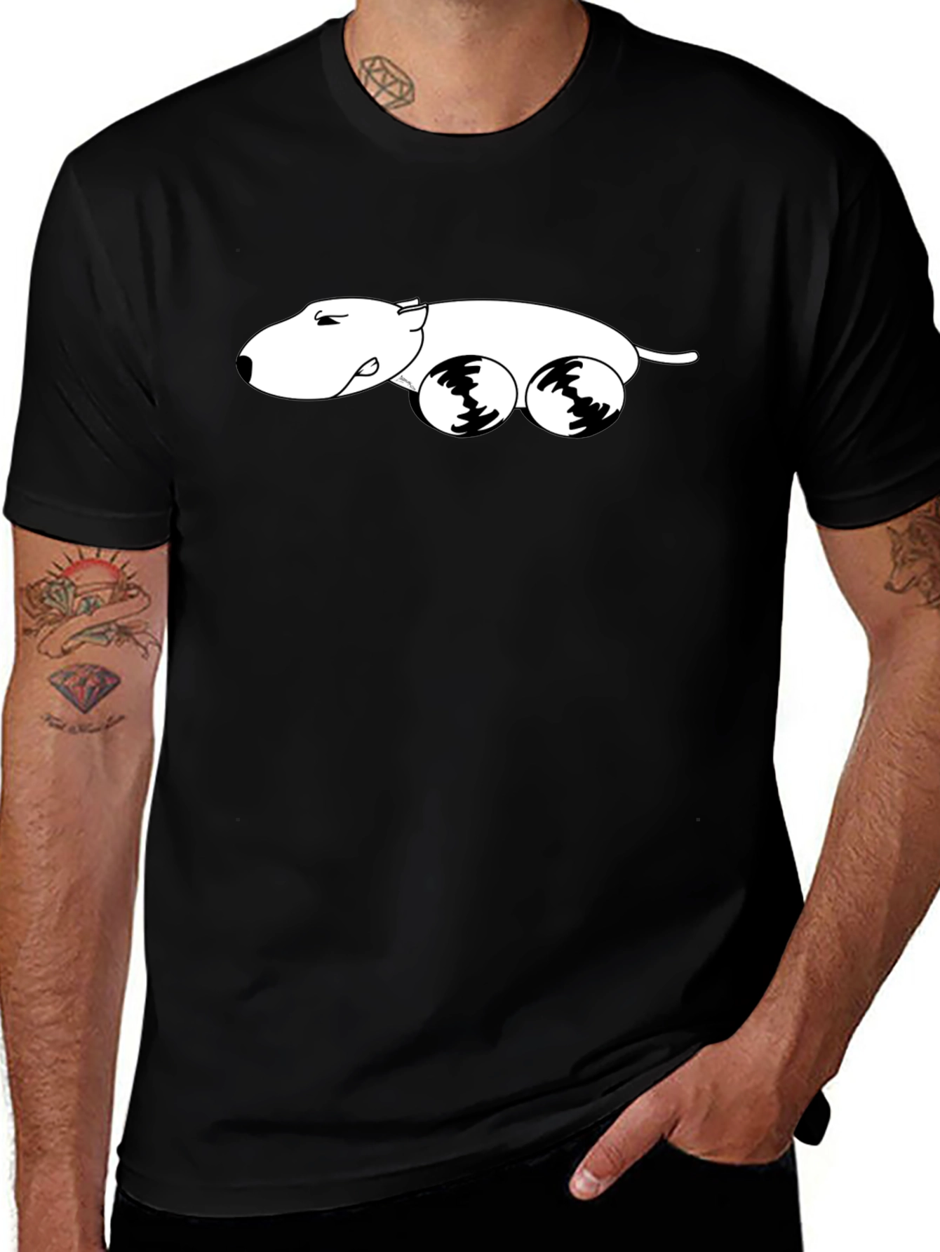 Cool Cartoon Dog Rolling T-Shirt