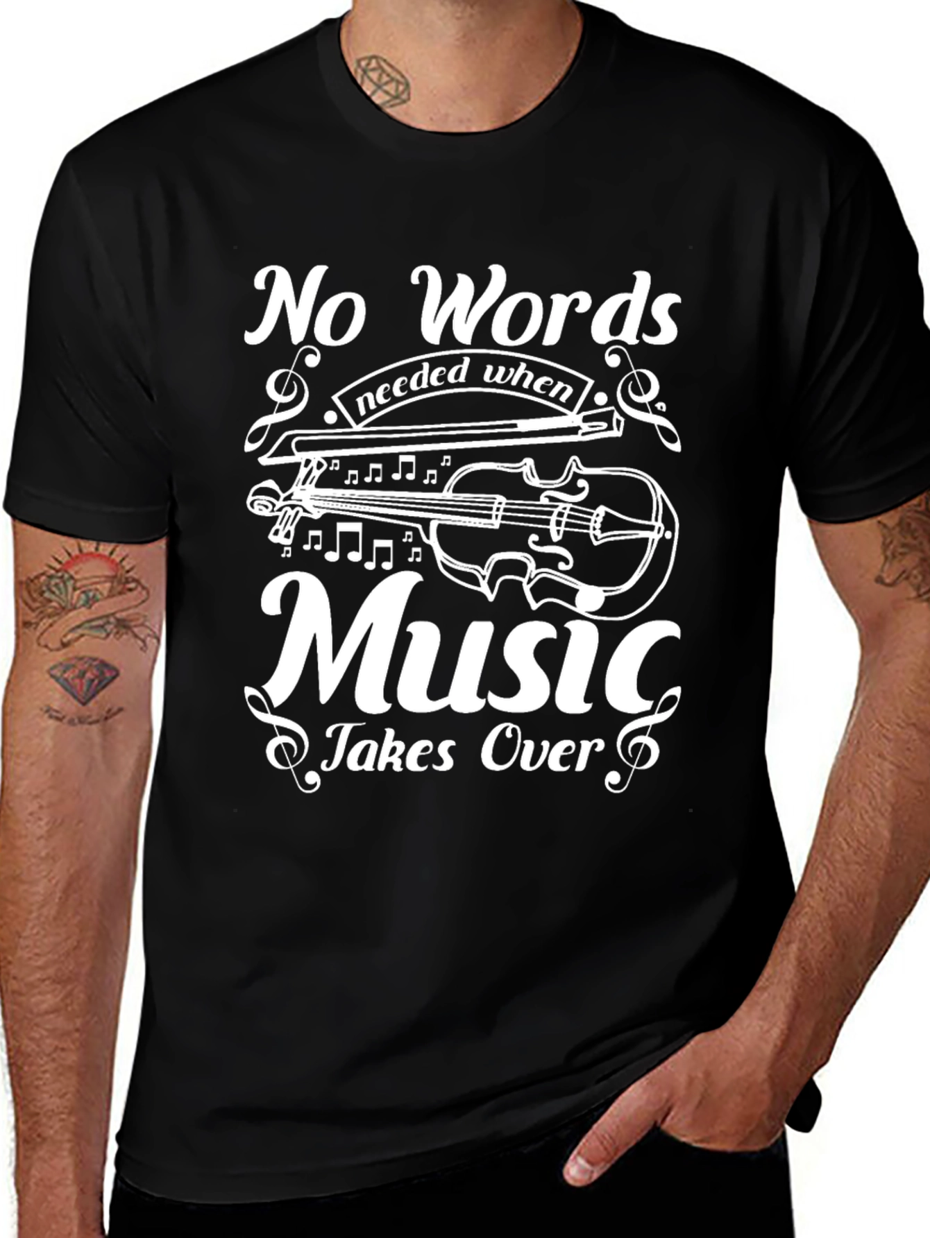 No Words Needed Music T-Shirt - Black