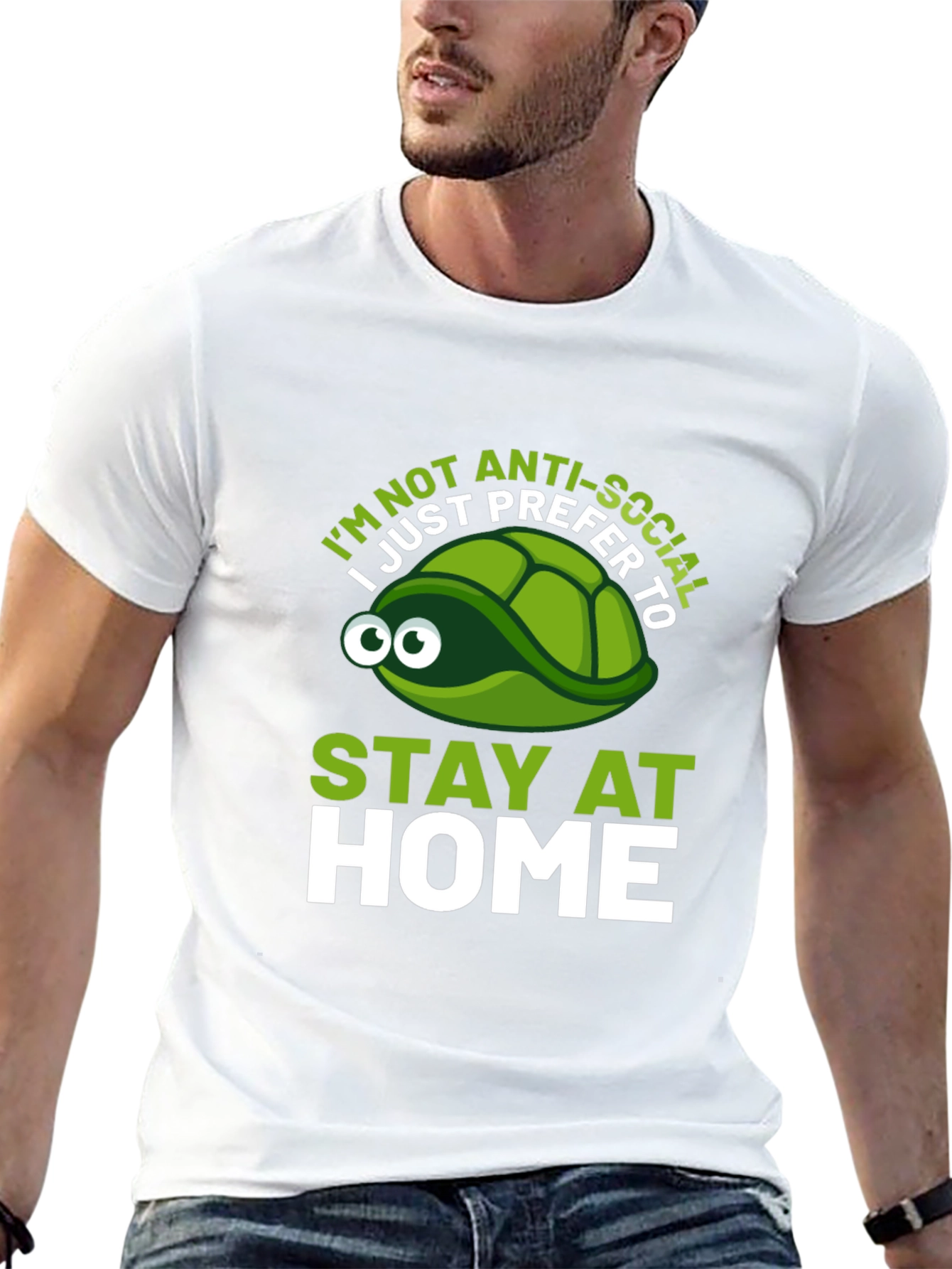 Anti-Social Turtle Graphic T-Shirt