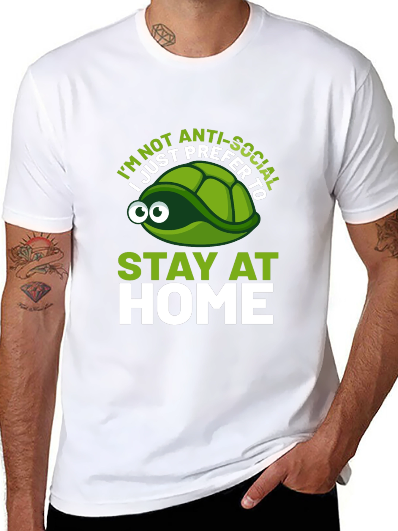 Anti-Social Turtle Graphic T-Shirt
